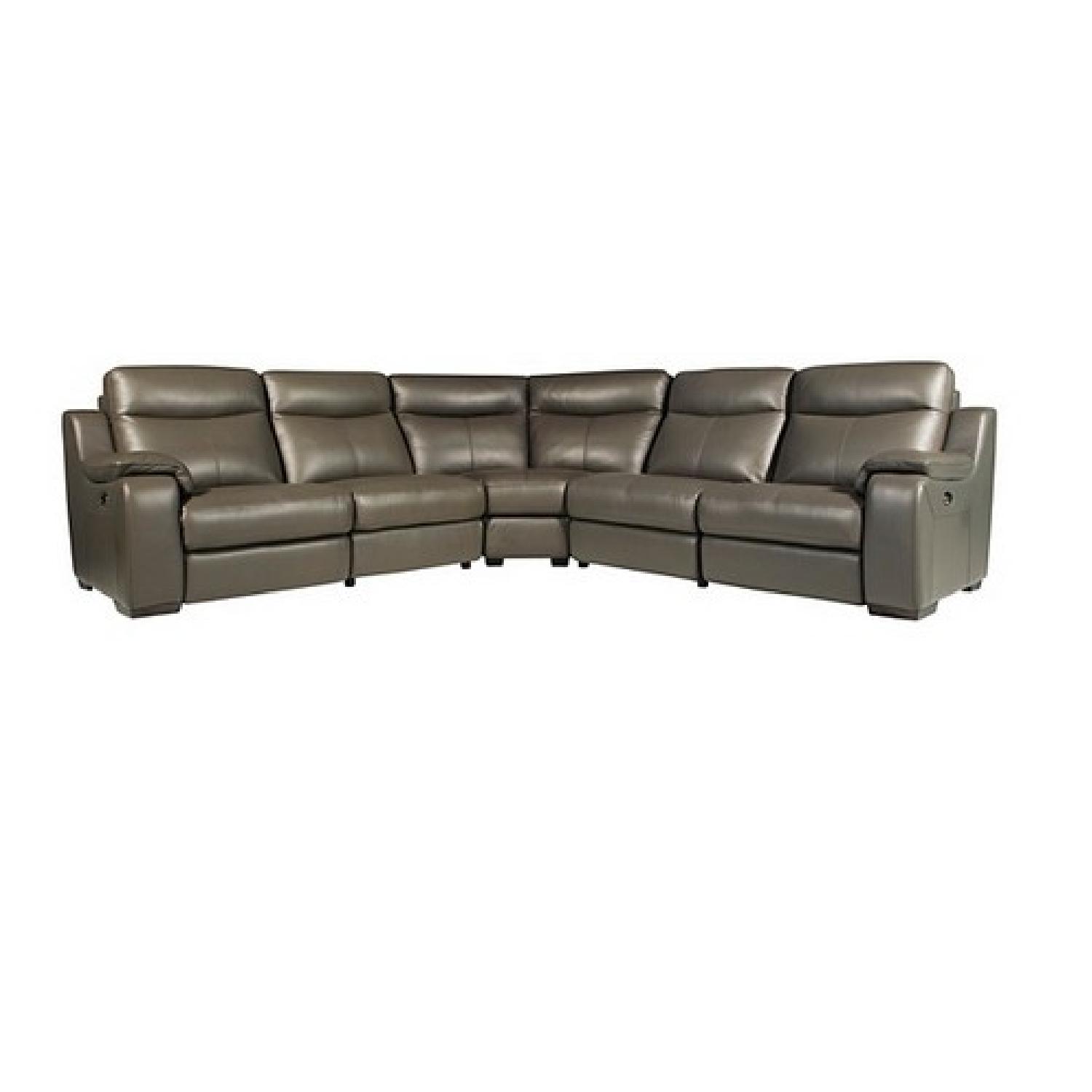 Raymour & Flanigan Leather Sectional w/ 3 Power Recliners - image-0