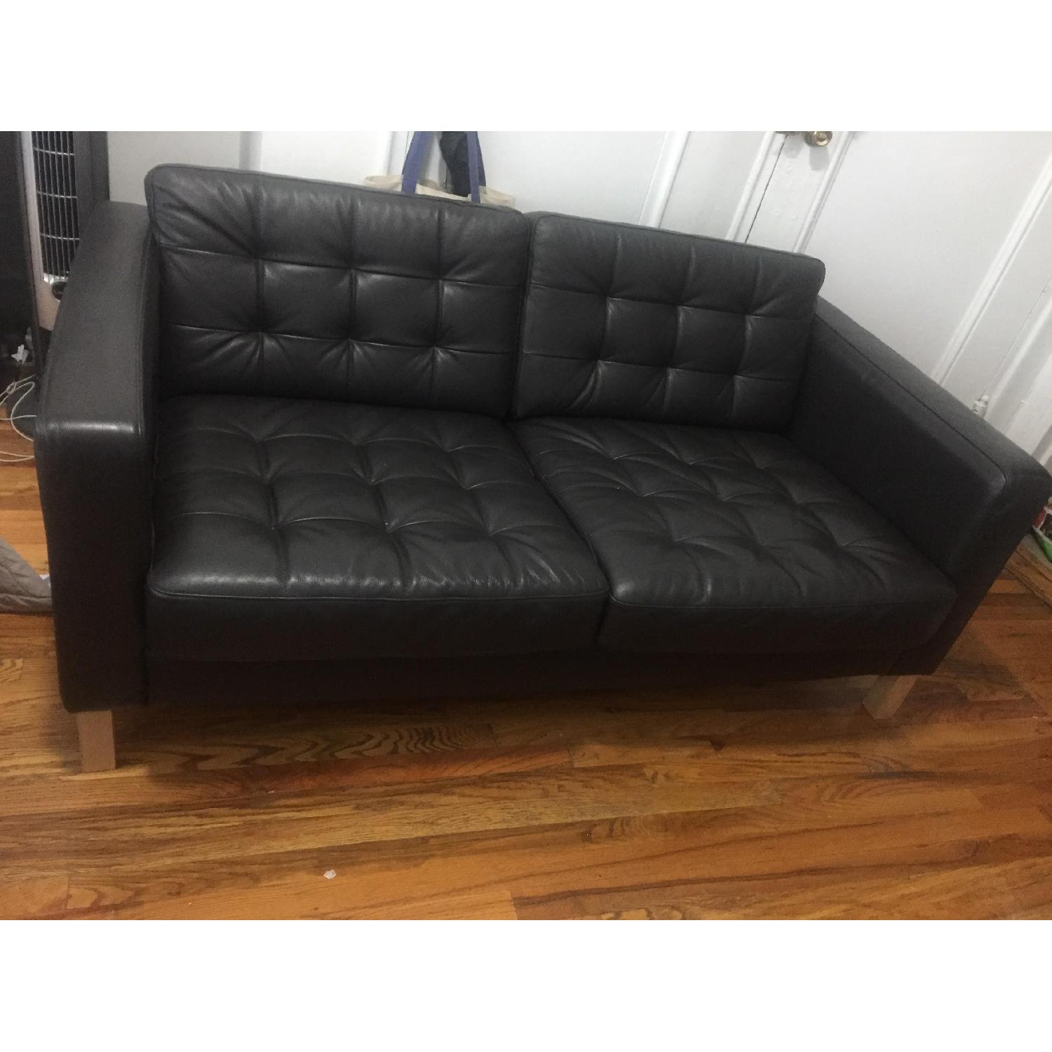 Ikea Landskrona Brown Leather Loveseat - image-1
