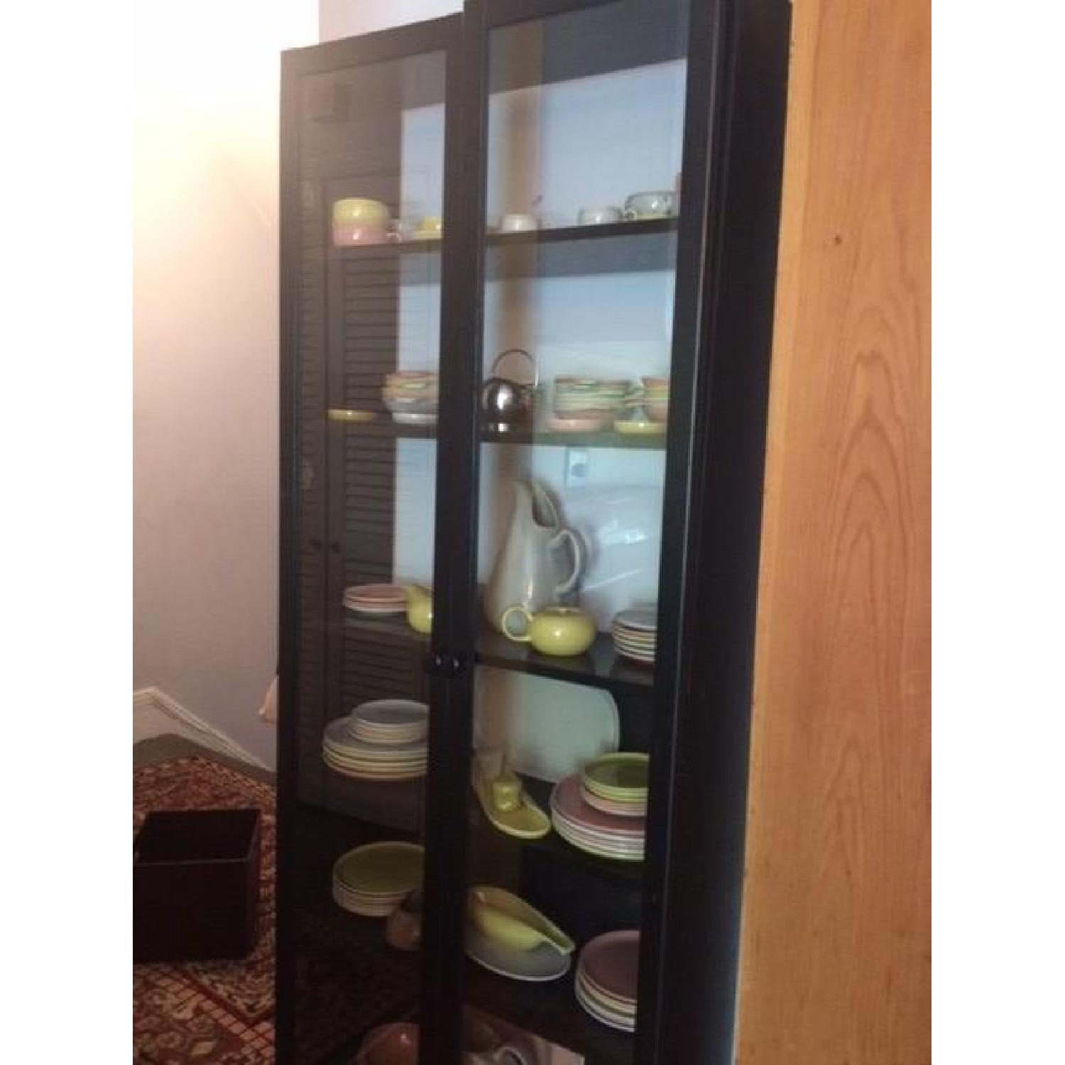 Ikea Hemnes Black Brown Cabinet w/ Glass Doors - image-1