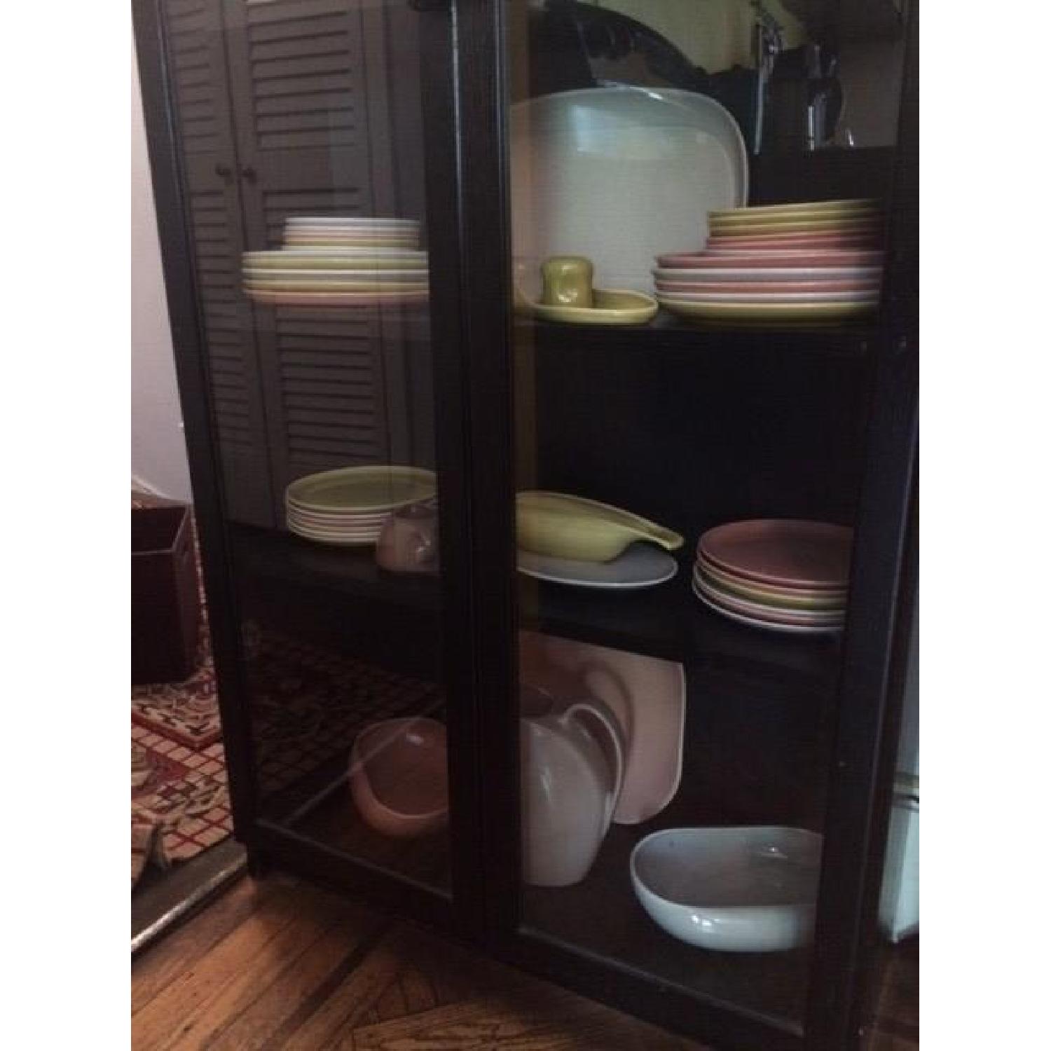 Ikea Hemnes Black Brown Cabinet w/ Glass Doors - image-2