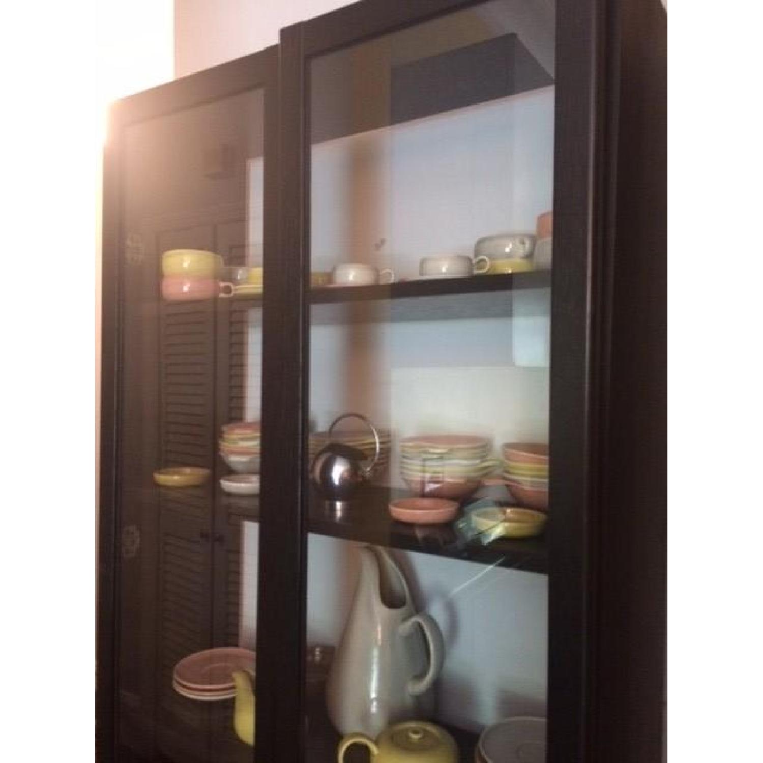 Ikea Hemnes Black Brown Cabinet w/ Glass Doors - image-3