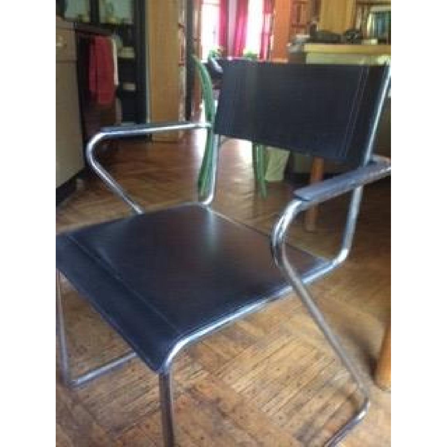 Leather & Chrome Dining Chairs - image-2
