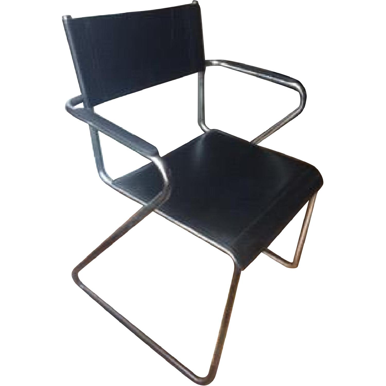 Leather & Chrome Dining Chairs - image-0