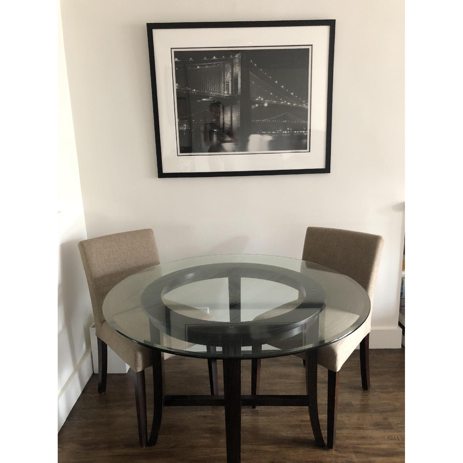 Crate & Barrel Lowe Khaki Upholstered Dining Chairs - image-1