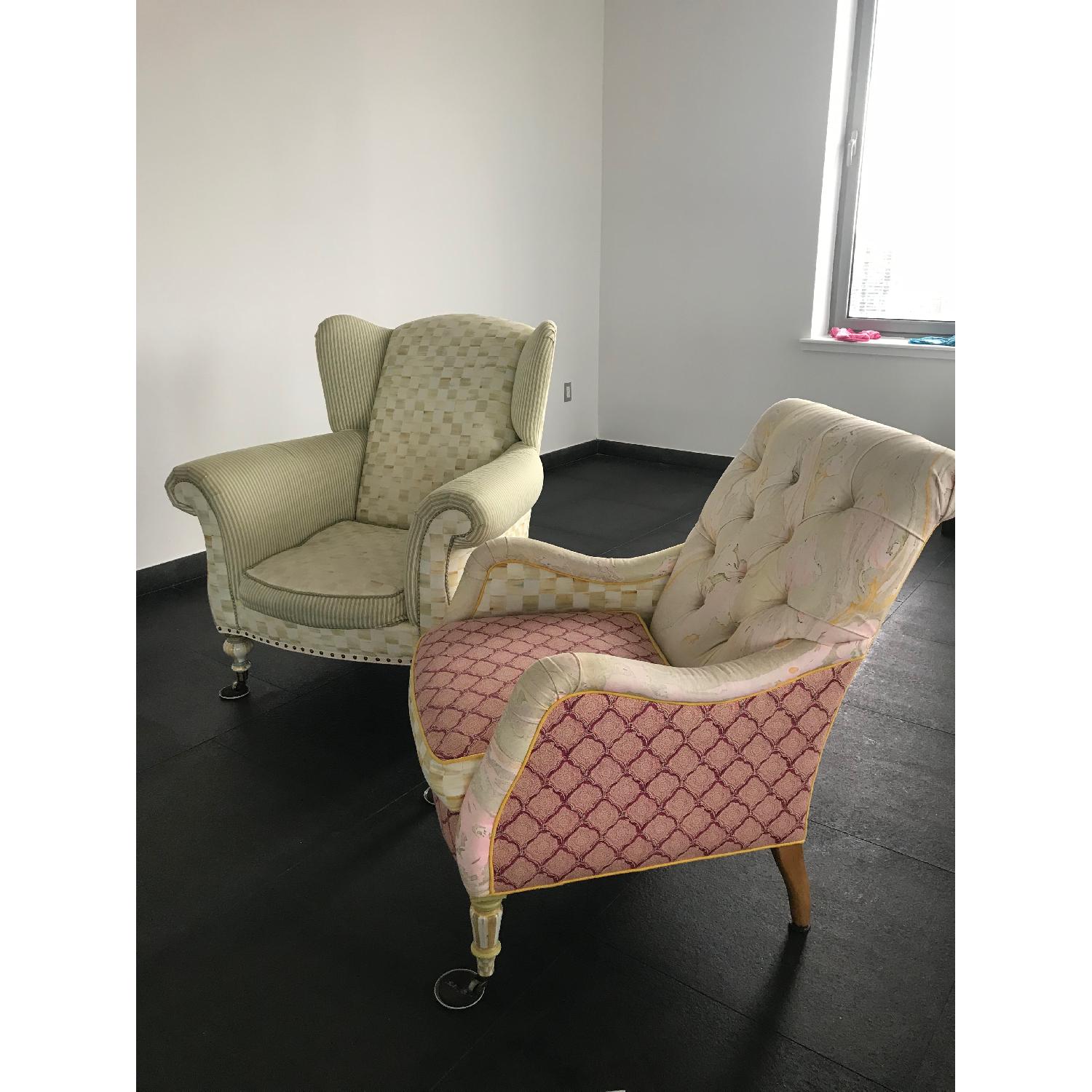 Mackenzie Childs Parchment Palazzo Wing Chair - image-3