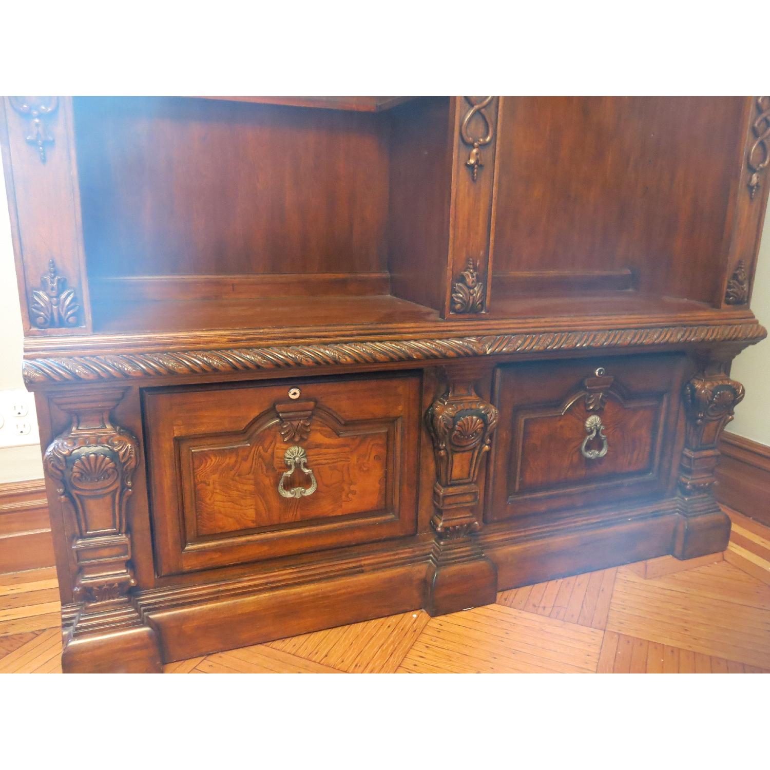 Solid Wood Bookcase w/ 2 File Drawers - image-3