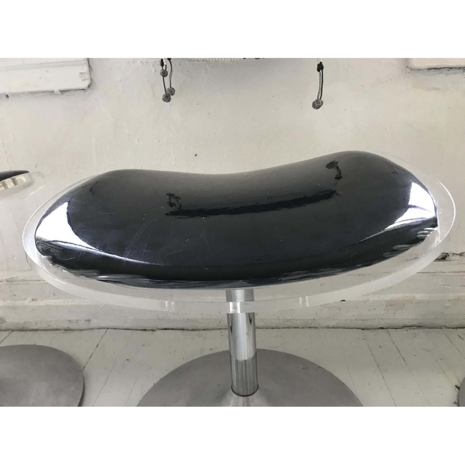 Mid Century Modern Lucite Backless Stools w/ Chrome Base - image-2