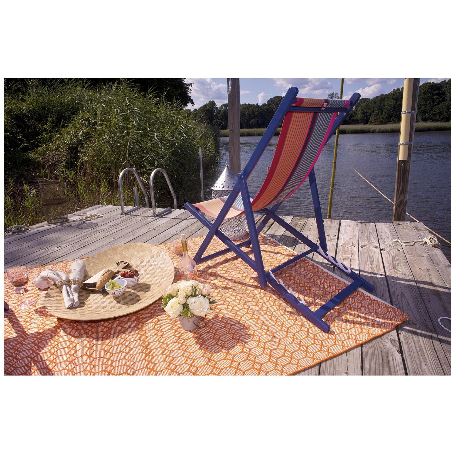 Fab Habitat Indoor/Outdoor Rug in Orange & Ivory - image-2