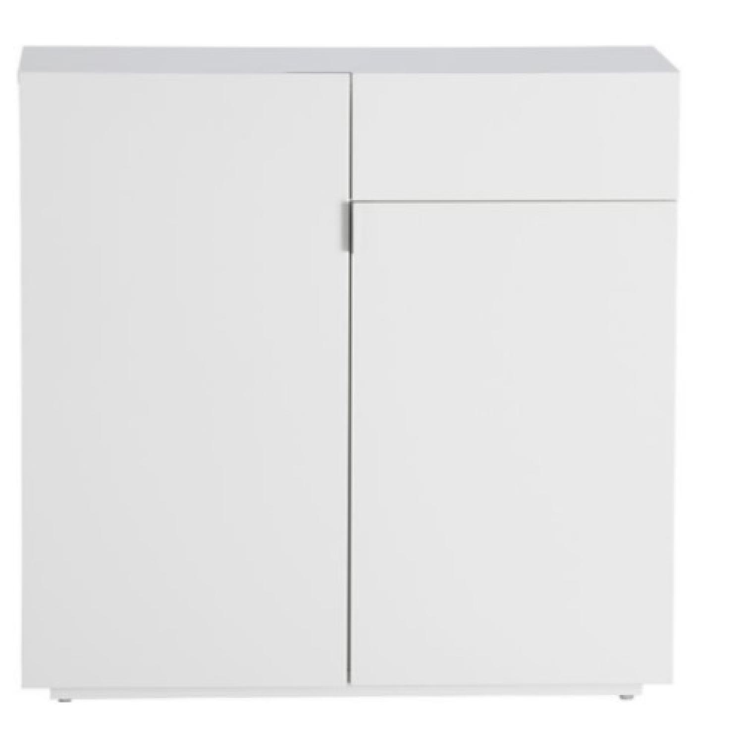 CB2 Swig Modern White Mini Bar/Console Table AptDeco