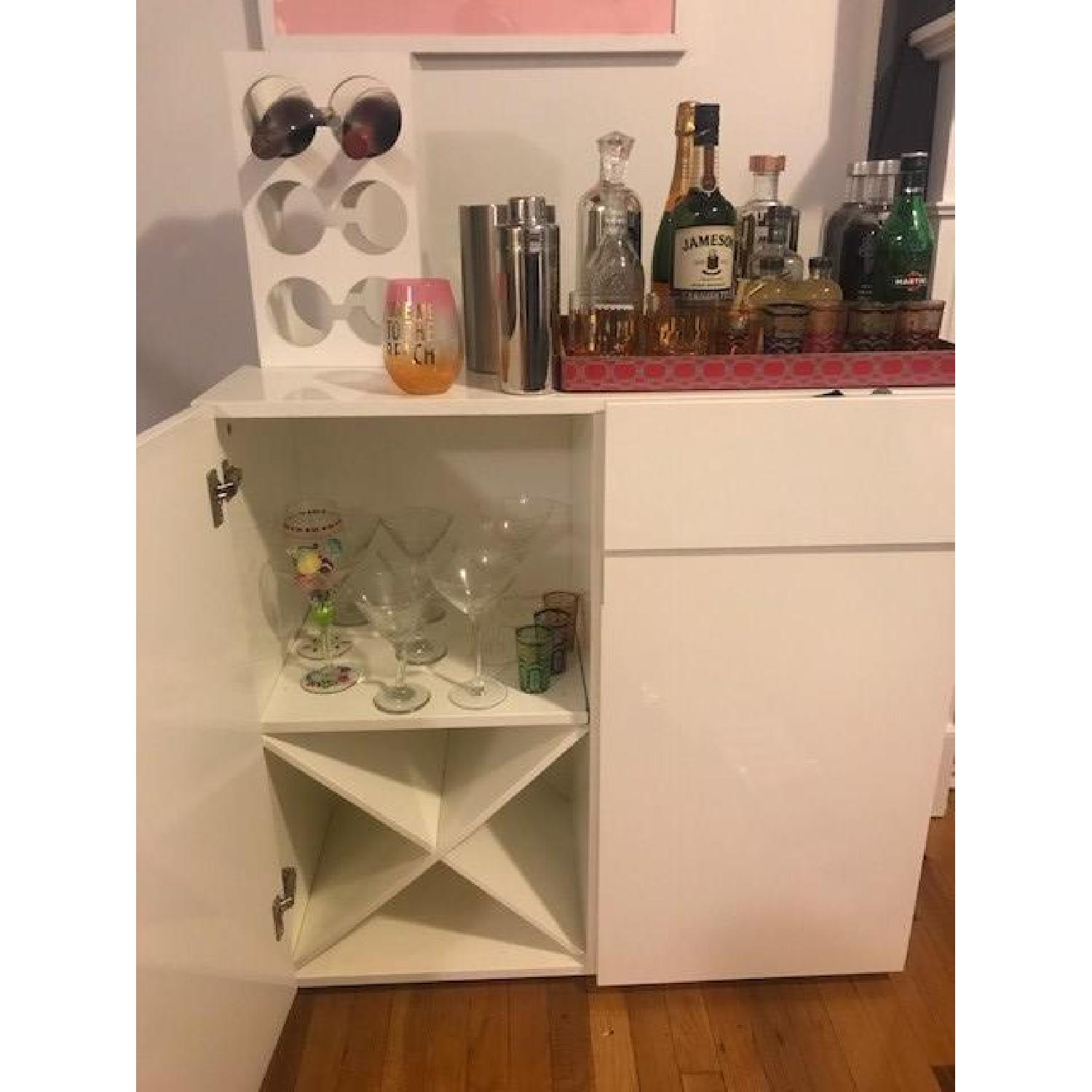 CB2 Swig Modern White Mini Bar/Console Table AptDeco