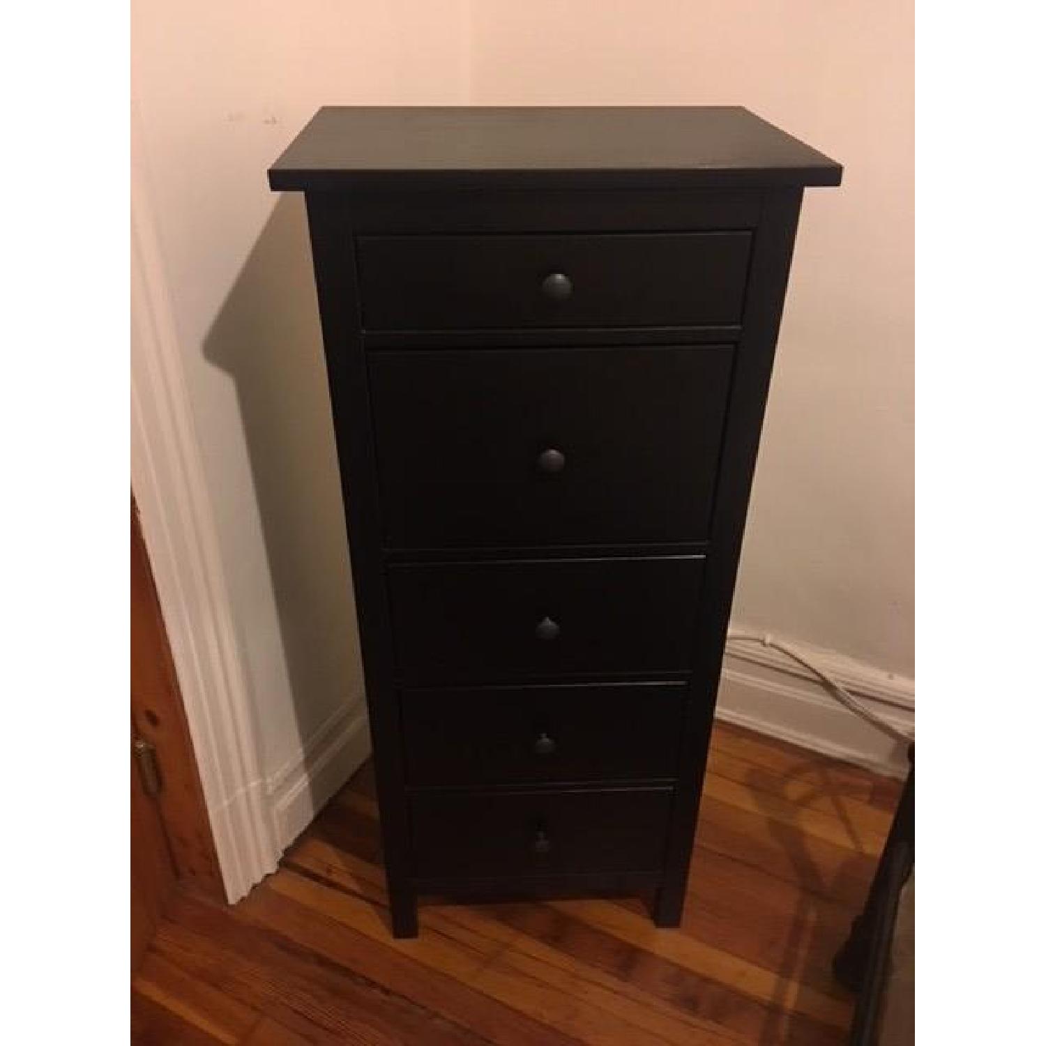 Ikea Hemnes Black 5-Drawer Tall Dresser - image-1
