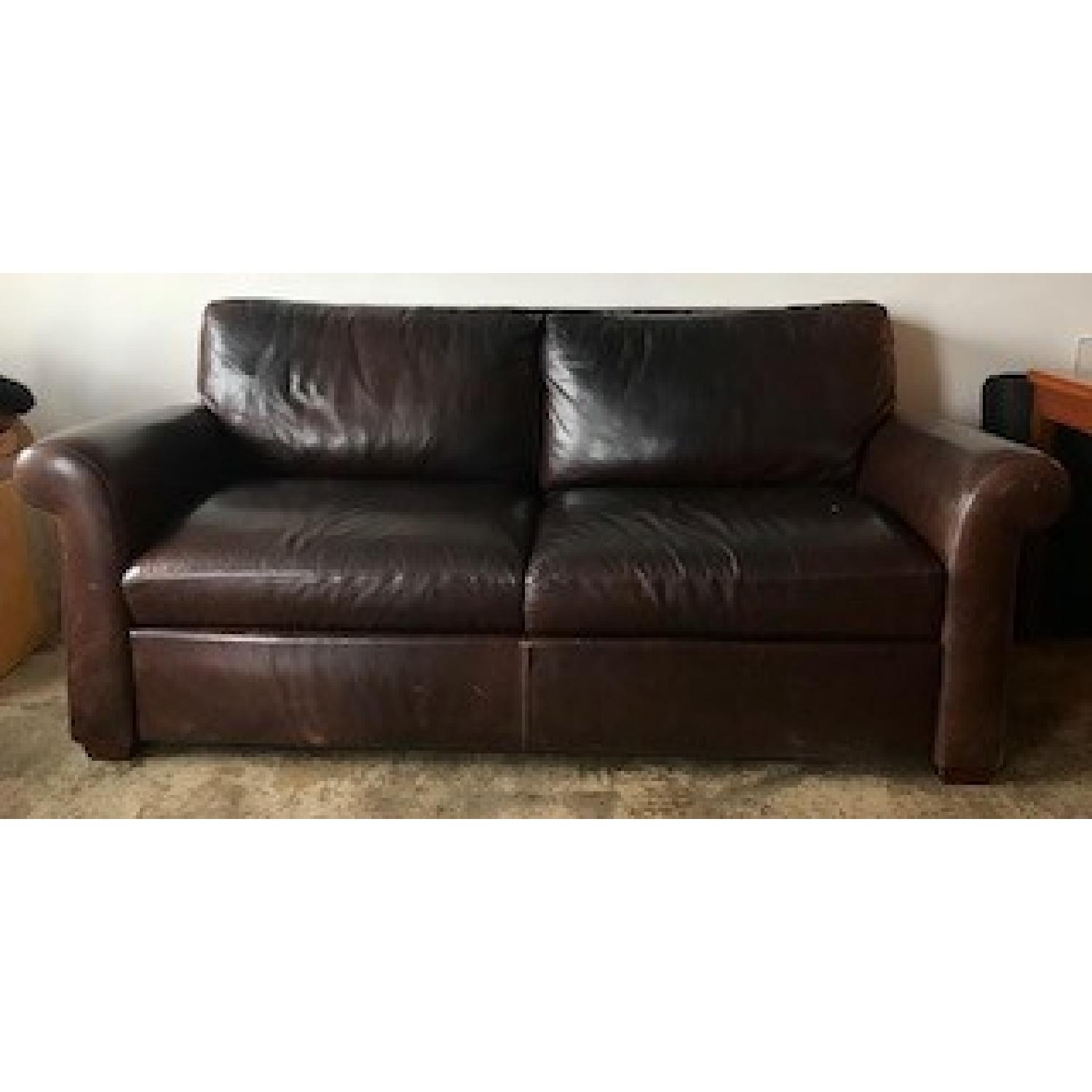 American Leather Queen Sleeper Sofa in Dark Brown Leather - image-1