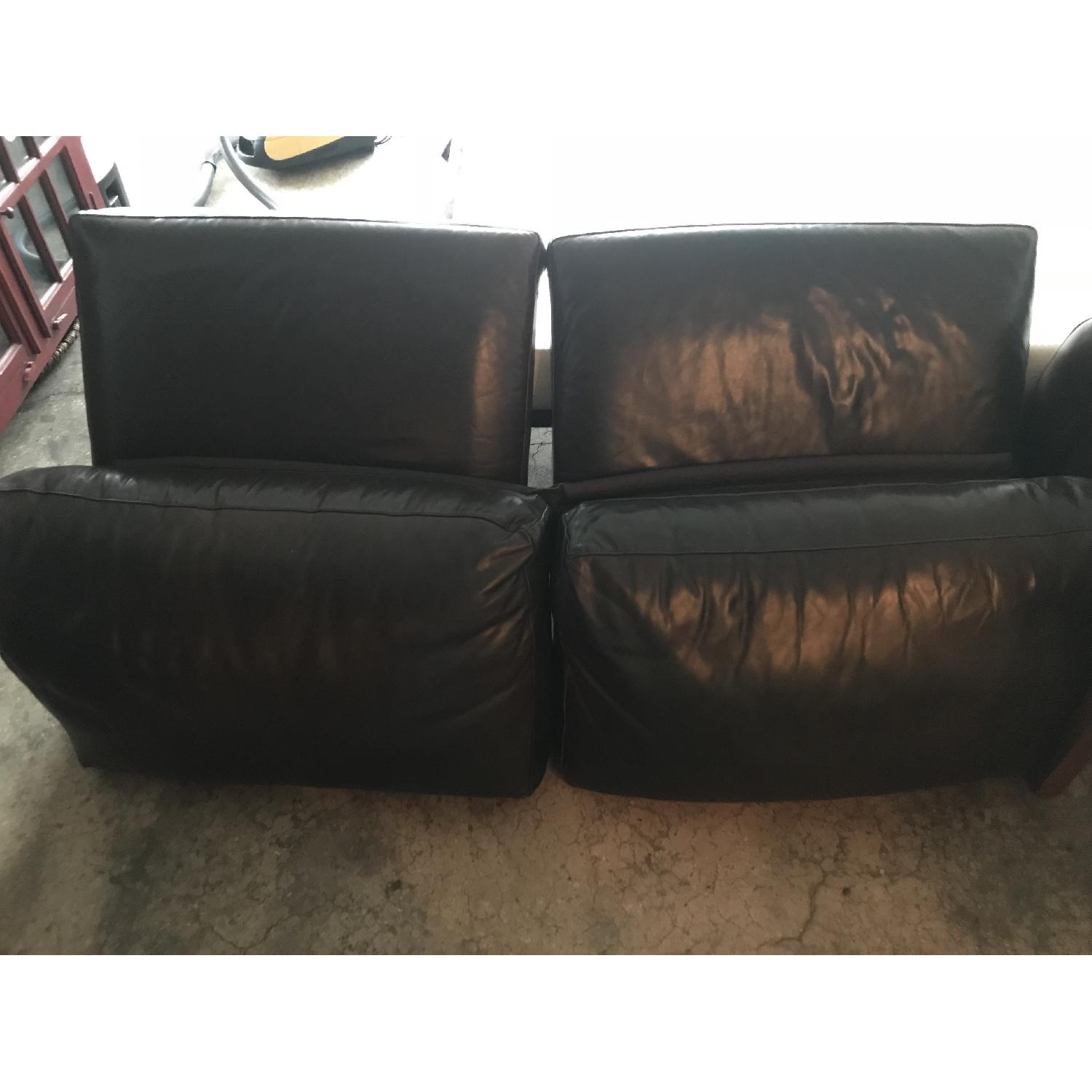 American Leather Queen Sleeper Sofa in Dark Brown Leather - image-3