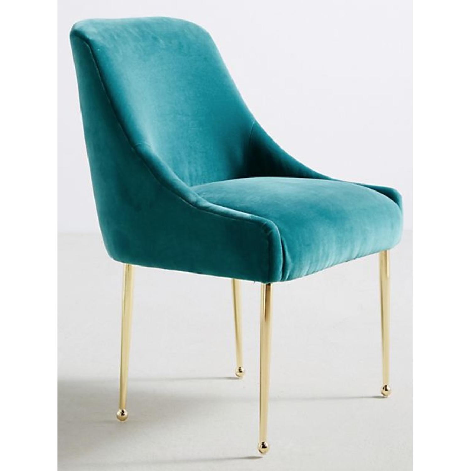 Anthropologie Velvet Elowen Chair in Teal - image-1