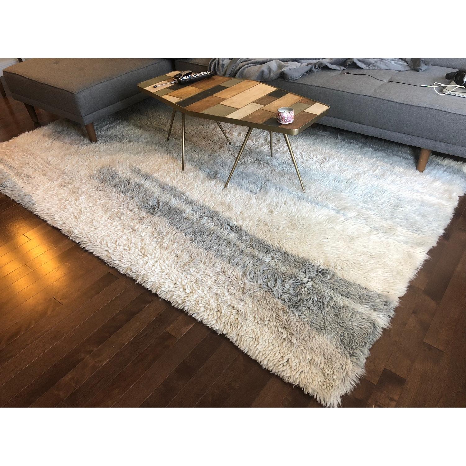 West Elm Marble Wool Shag Rug in Light Sage - image-3