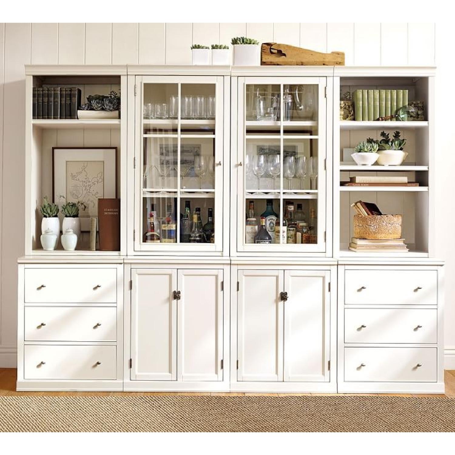 Pottery Barn Logan Small Wall System w/ Glass Doors in White - image-1