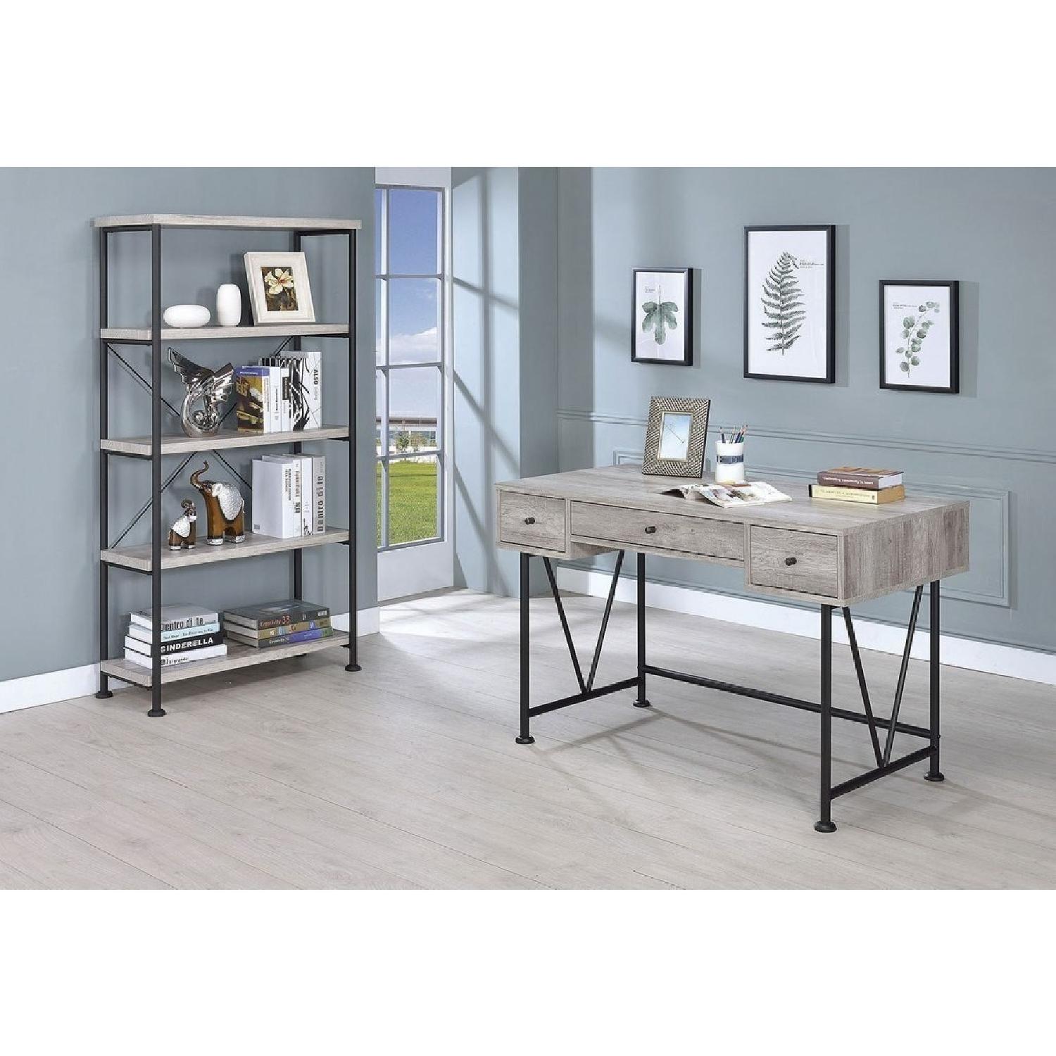 Industrial 4Tier Bookcase in Grey Driftwood Veneer Finish AptDeco