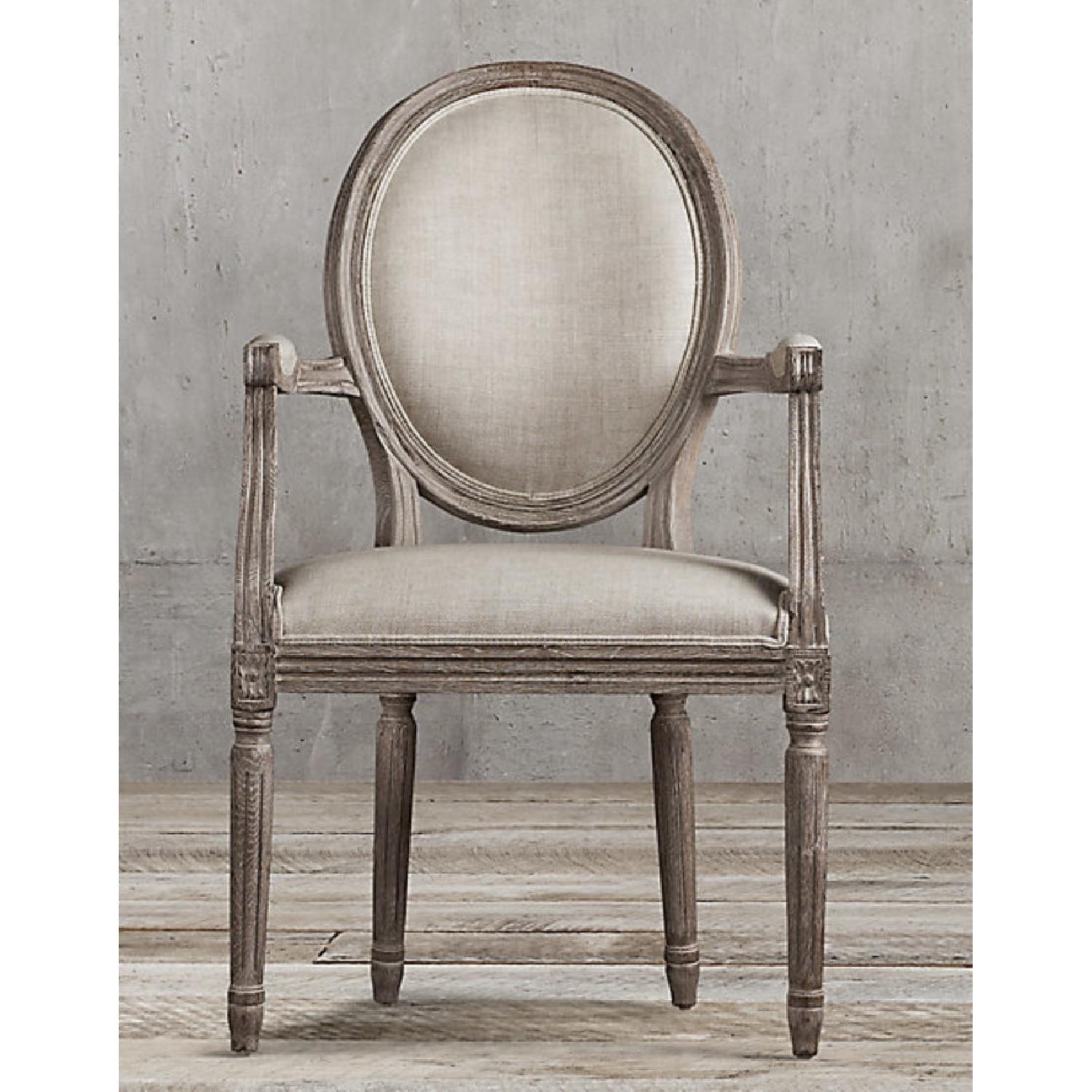 Restoration Hardware Vintage French Round Fabric Armchairs - image-1