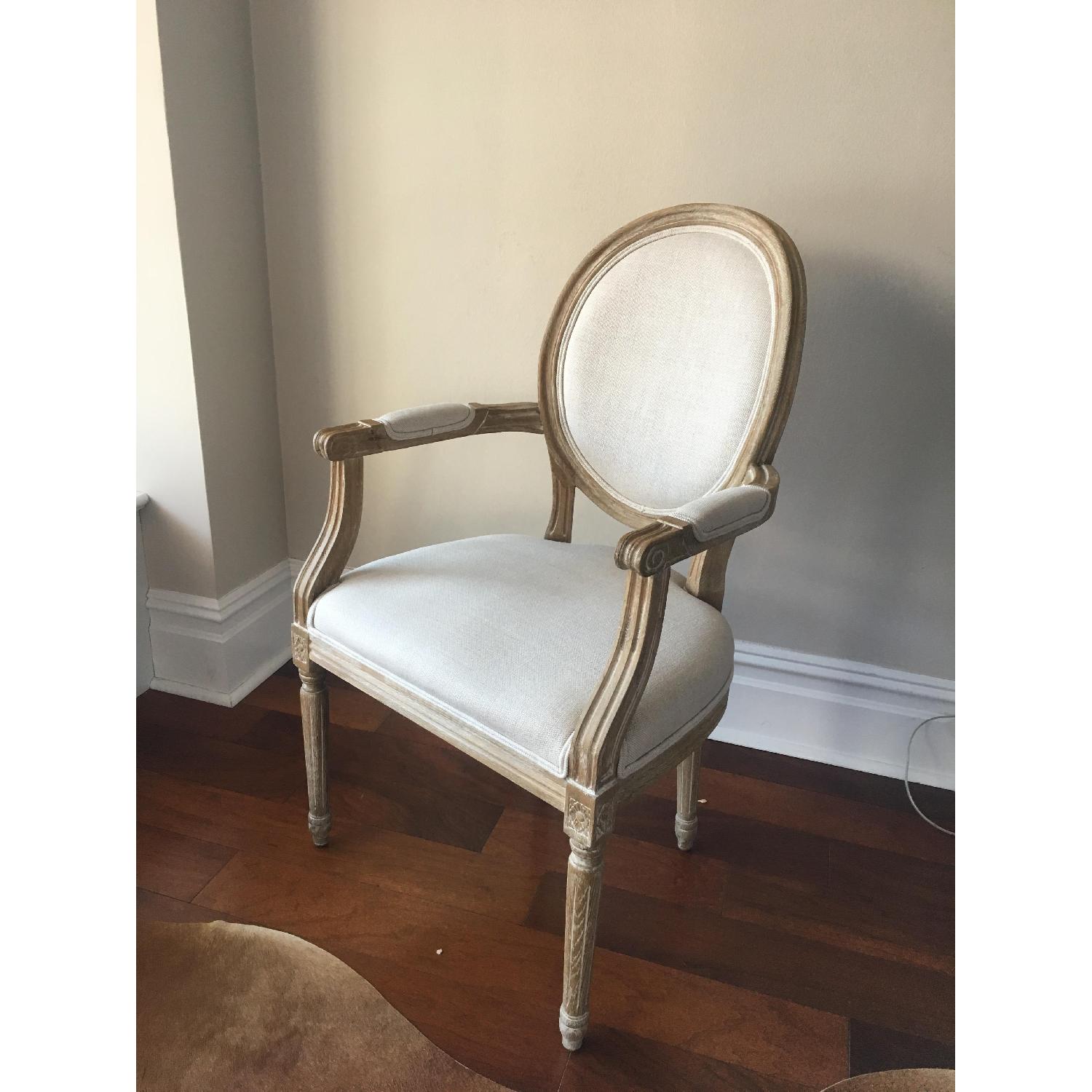 Restoration Hardware Vintage French Round Fabric Armchairs - image-3