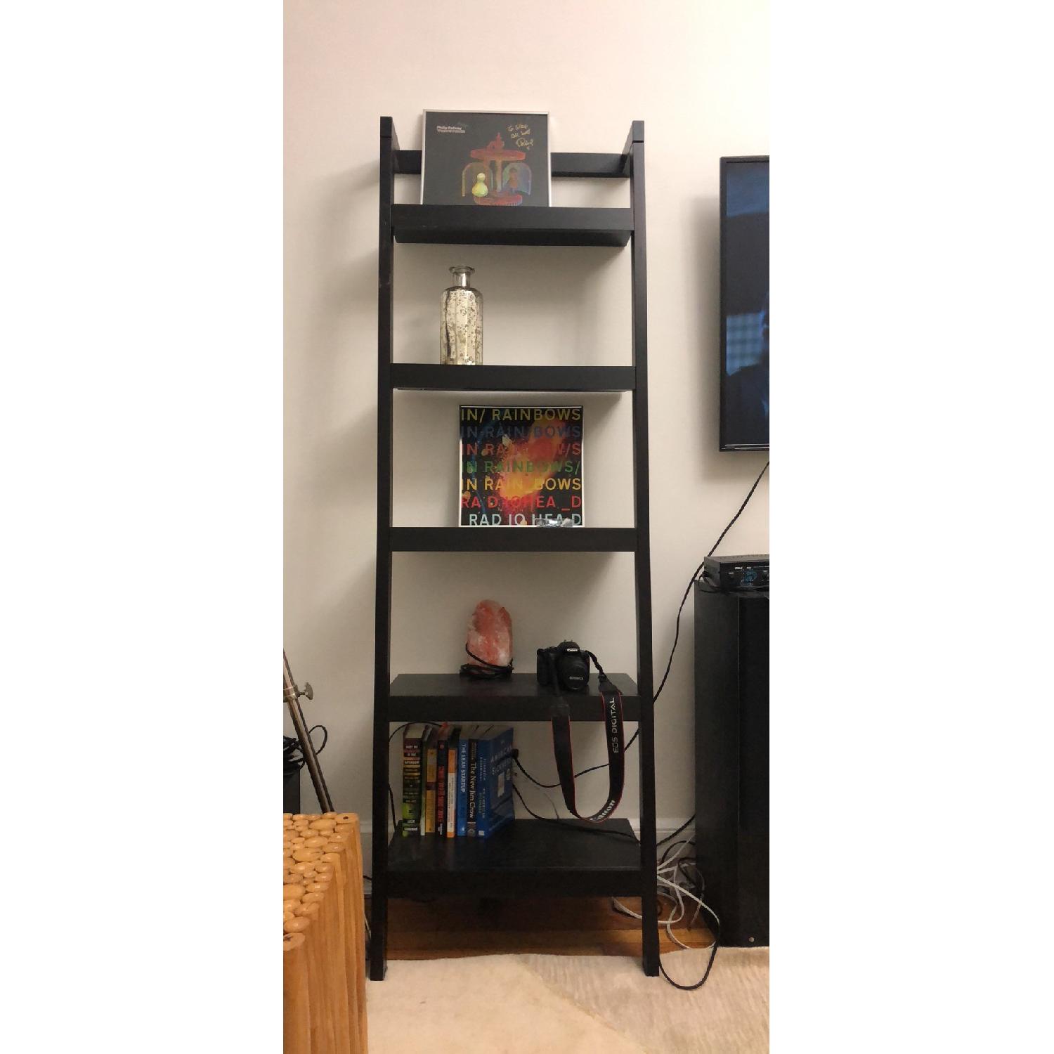 Crate & Barrel Sawyer Mocha Leaning Bookcase - image-1