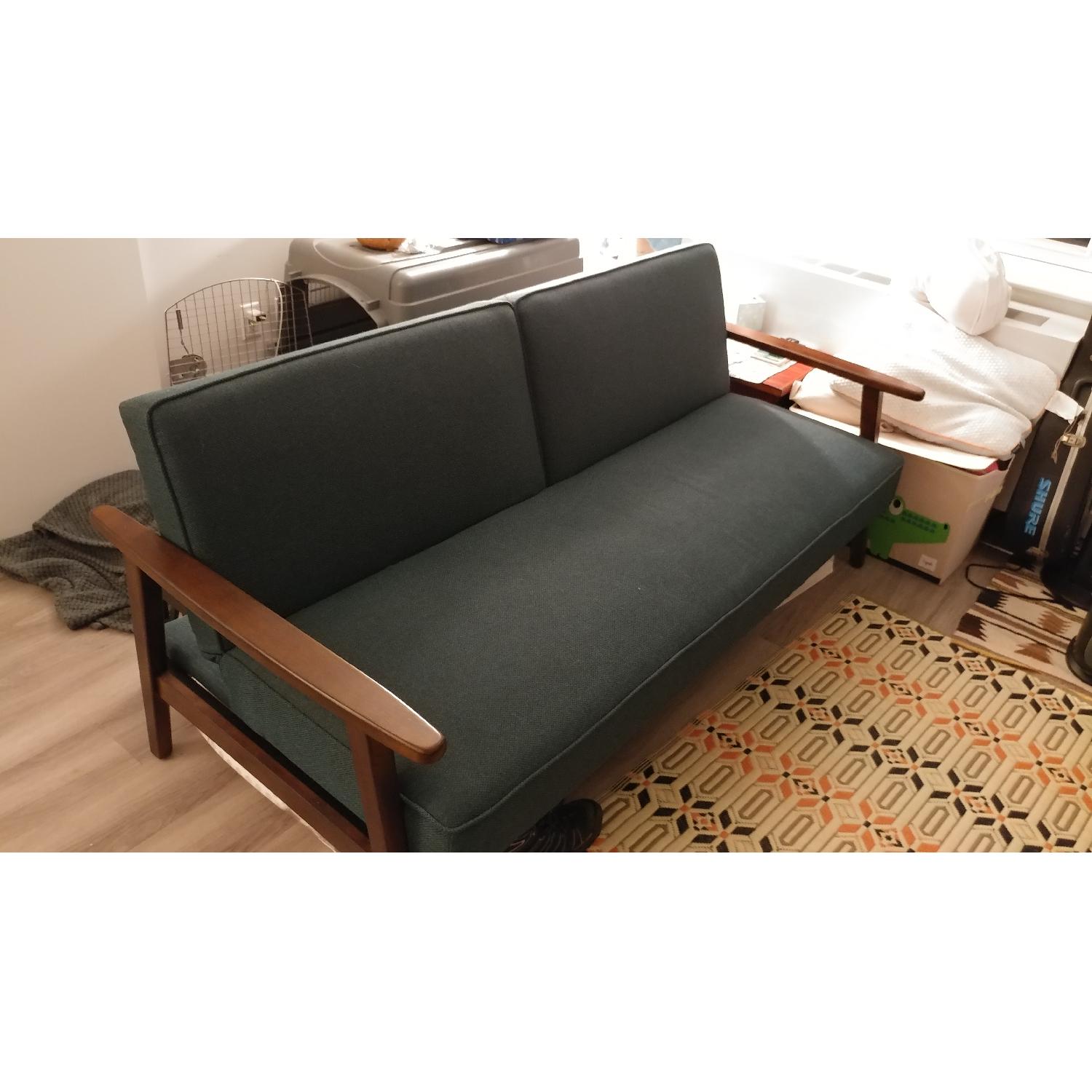 World Market Xander Midnight Blue Convertible Loveseat - image-1