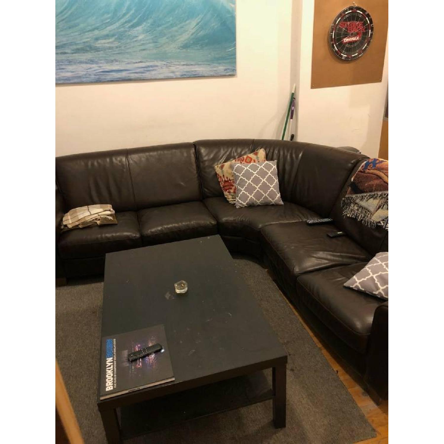 Black Leather Corner Sectional Sofa - image-3