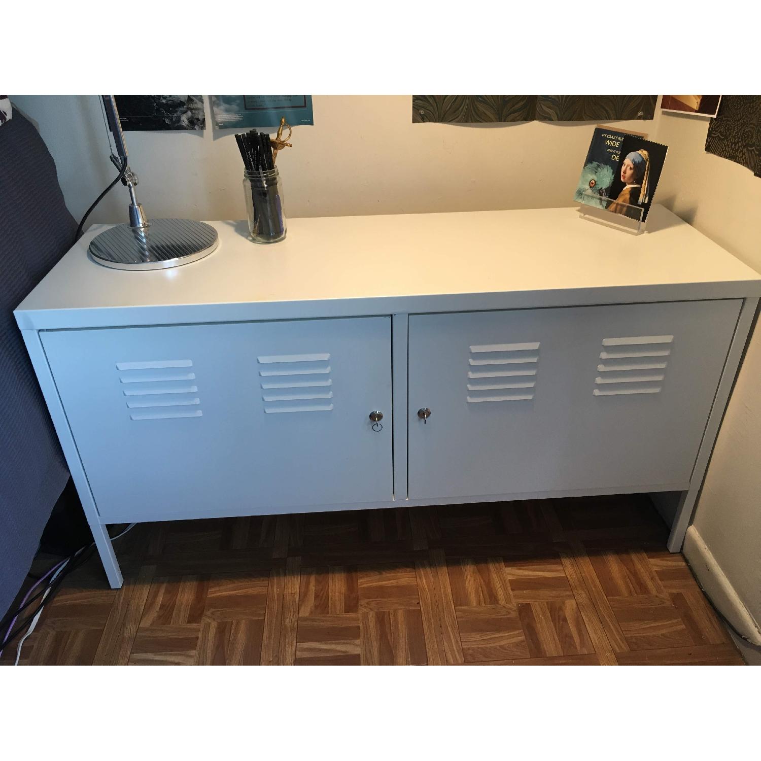 Ikea Metal Lockable Storage in White AptDeco