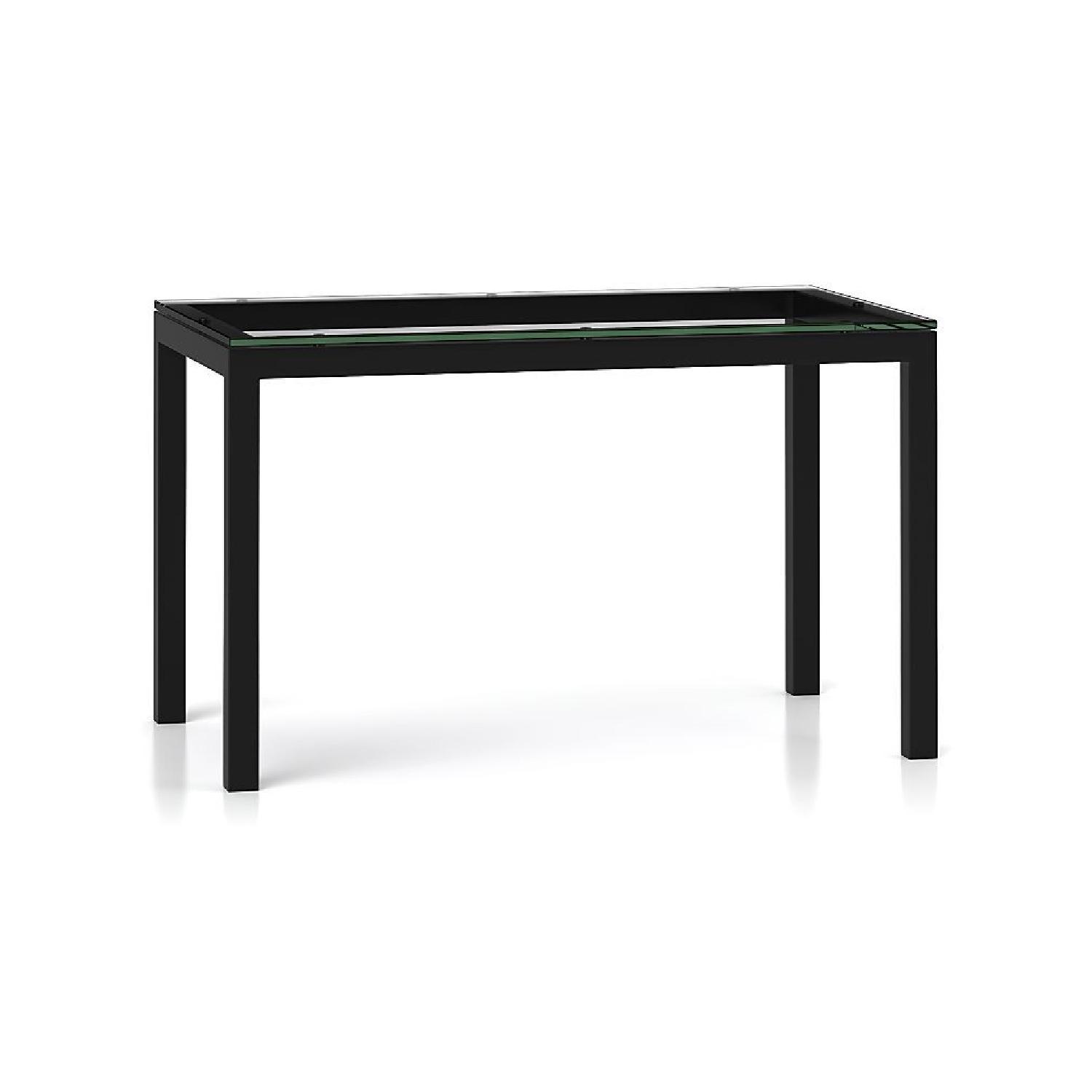 Crate & Barrel Glass & Steel Parsons Table - image-0