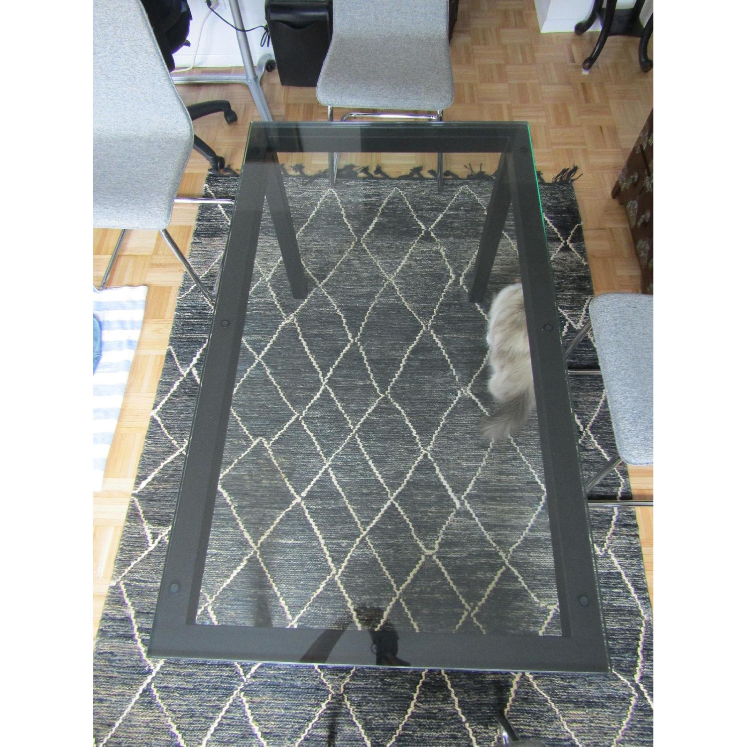 Crate & Barrel Glass & Steel Parsons Table - image-1