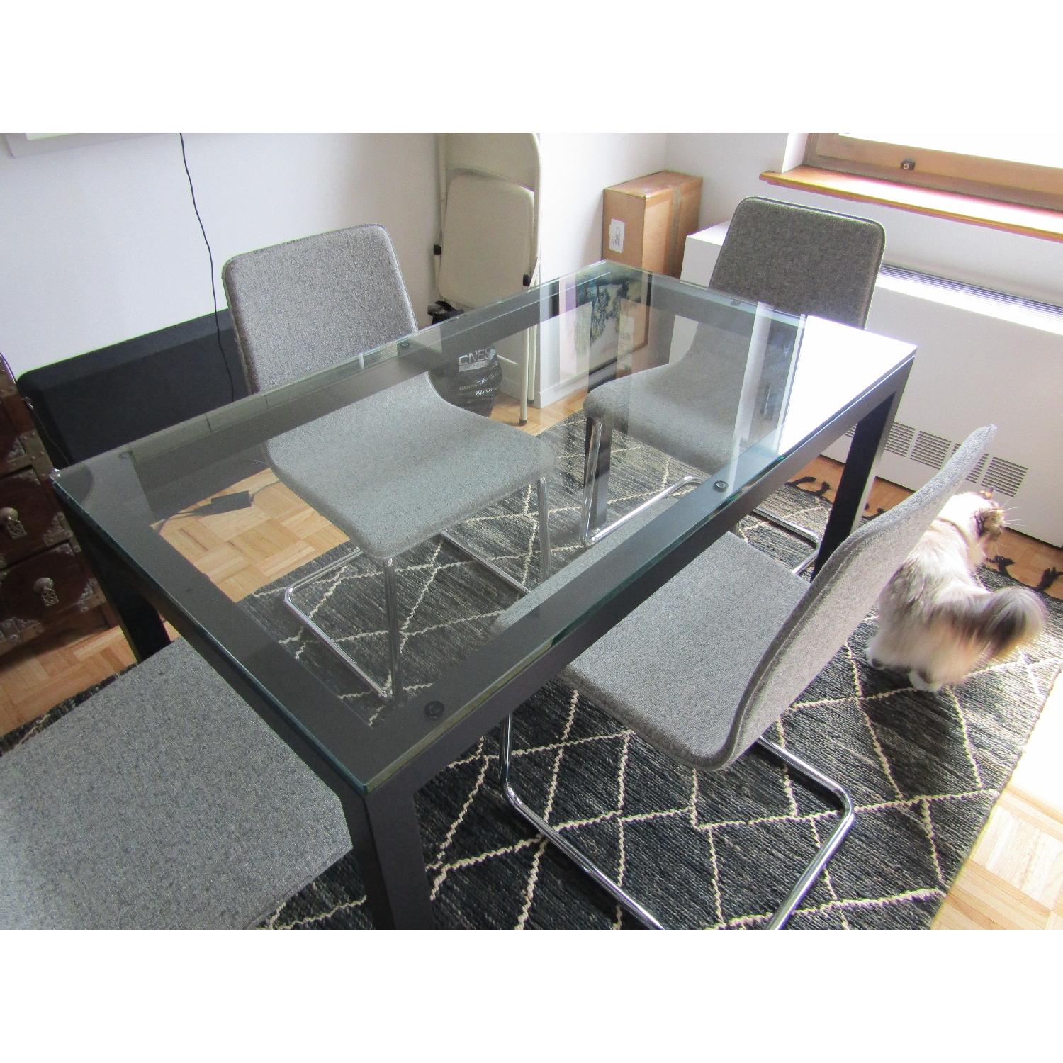 Crate & Barrel Glass & Steel Parsons Table - image-2