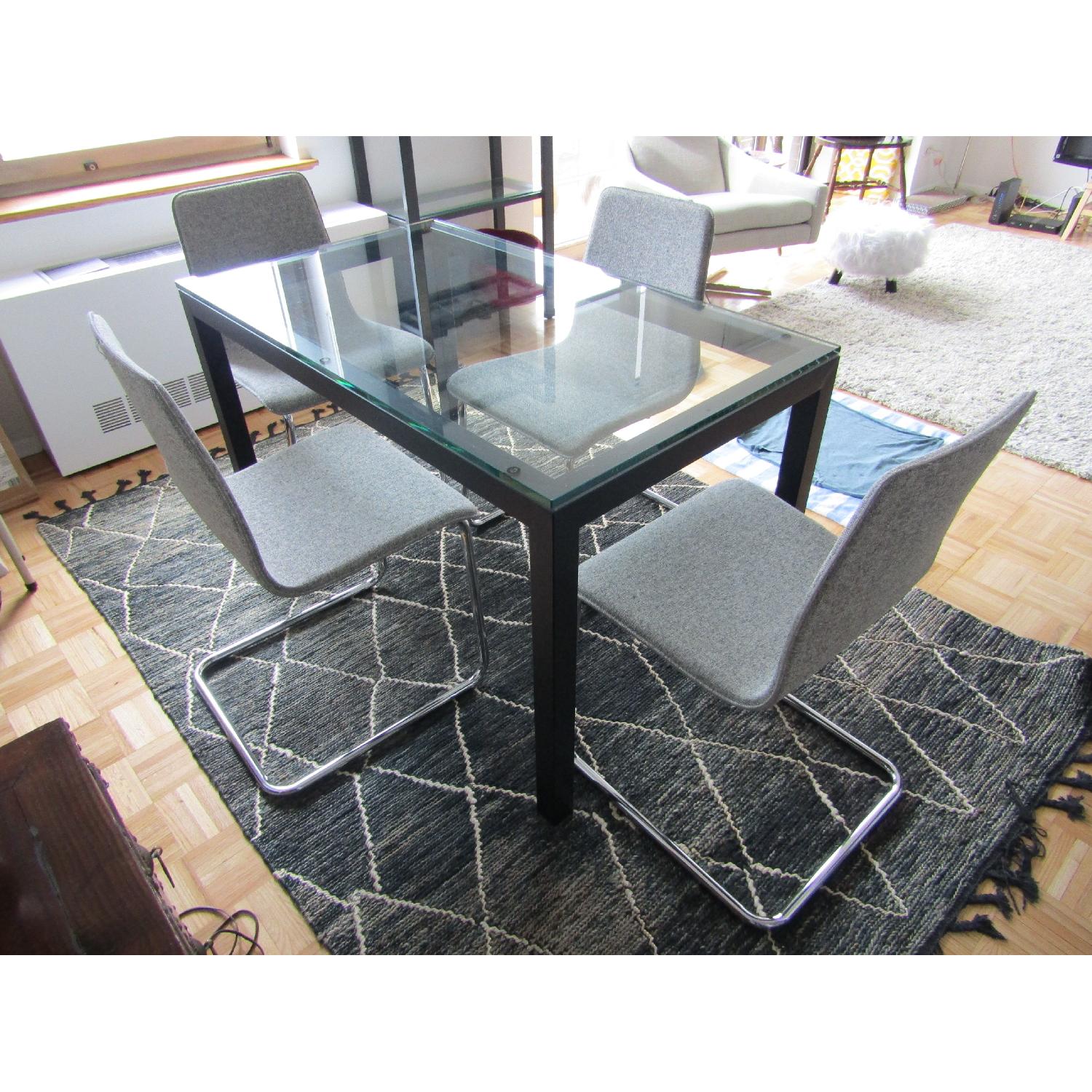Crate & Barrel Glass & Steel Parsons Table - image-3
