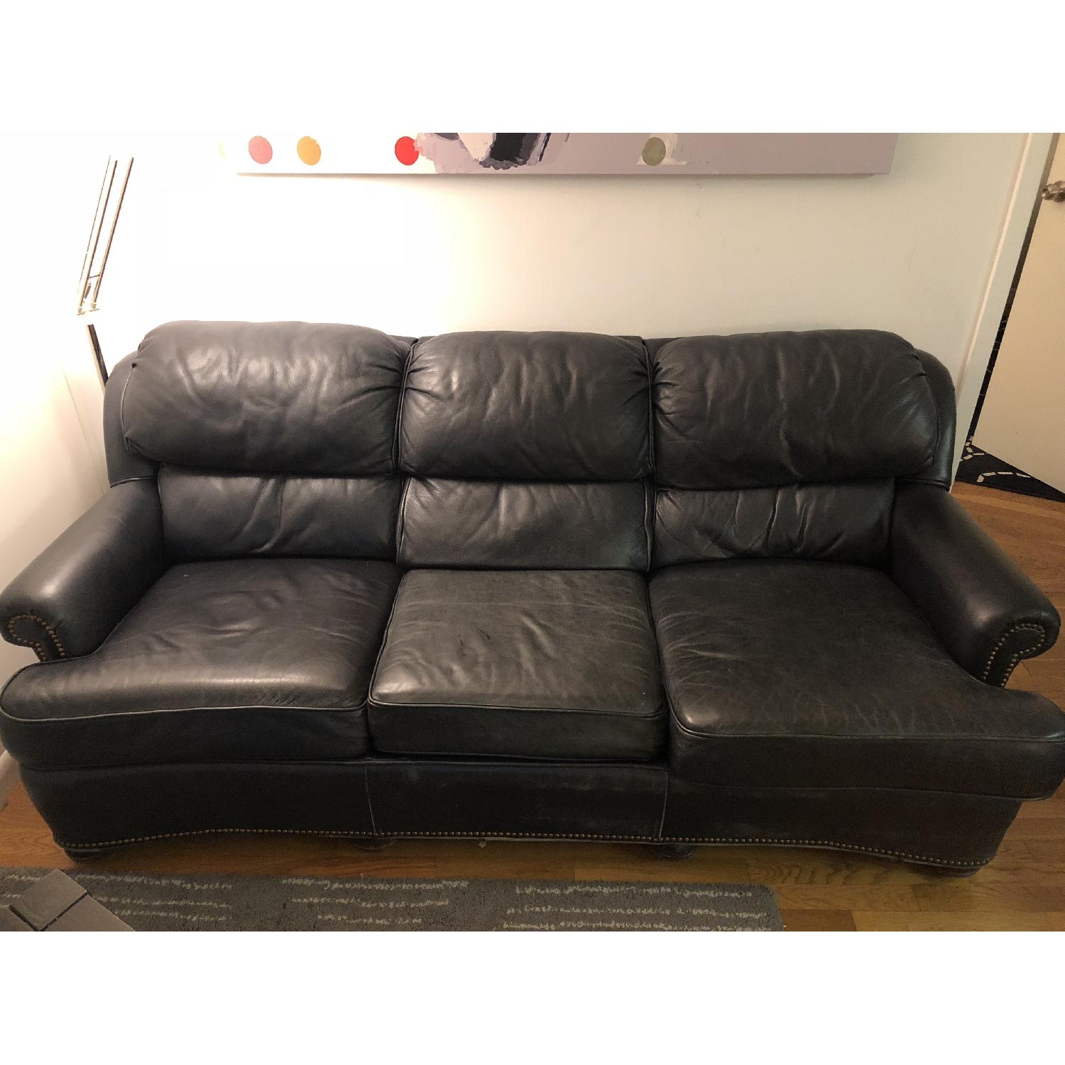 Green Leather Sofa - image-1