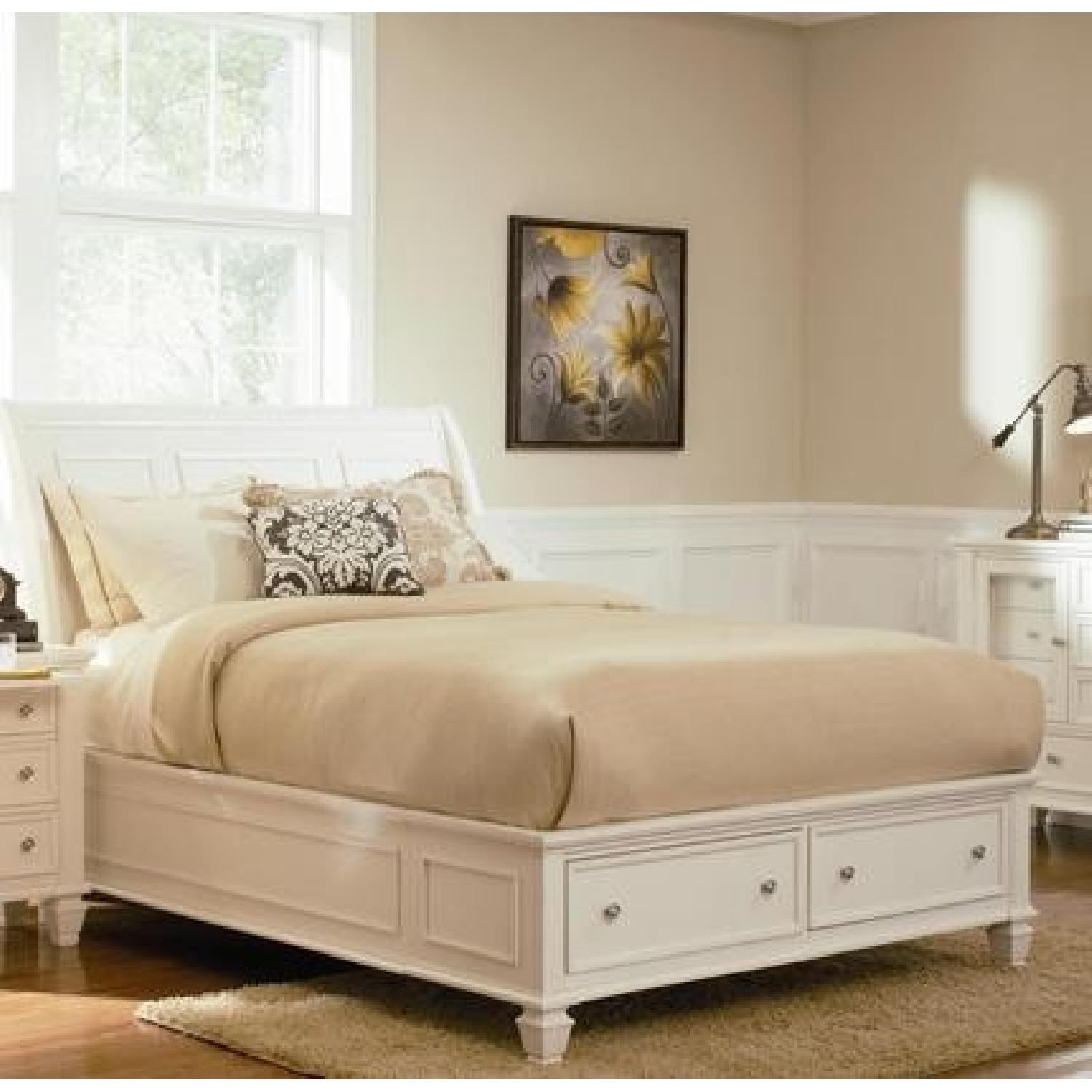Twin Size Platform Bed In White W 2 Storage Drawers Aptdeco