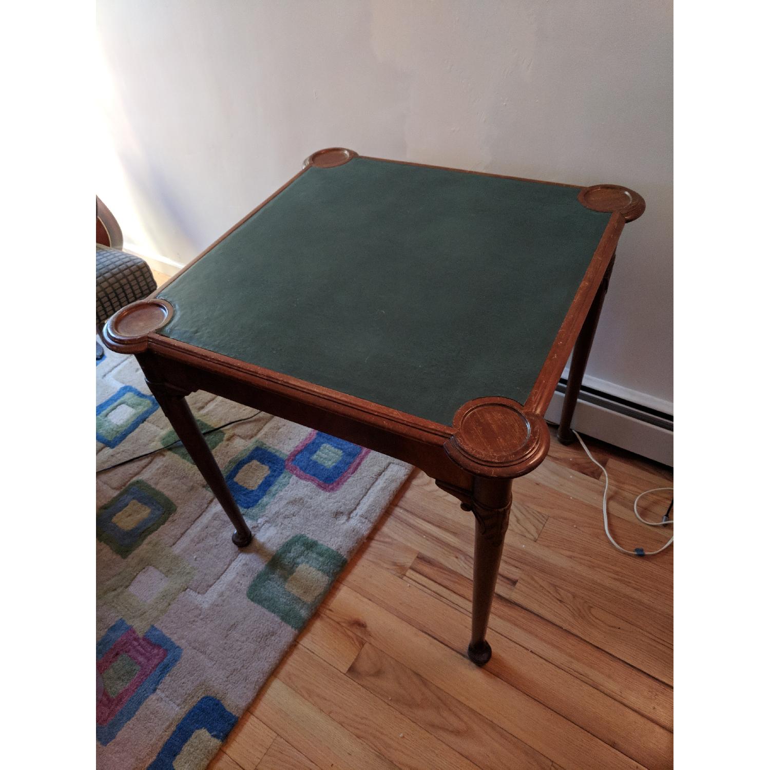 Antique Bridge Table w/ 4 Chairs - image-5