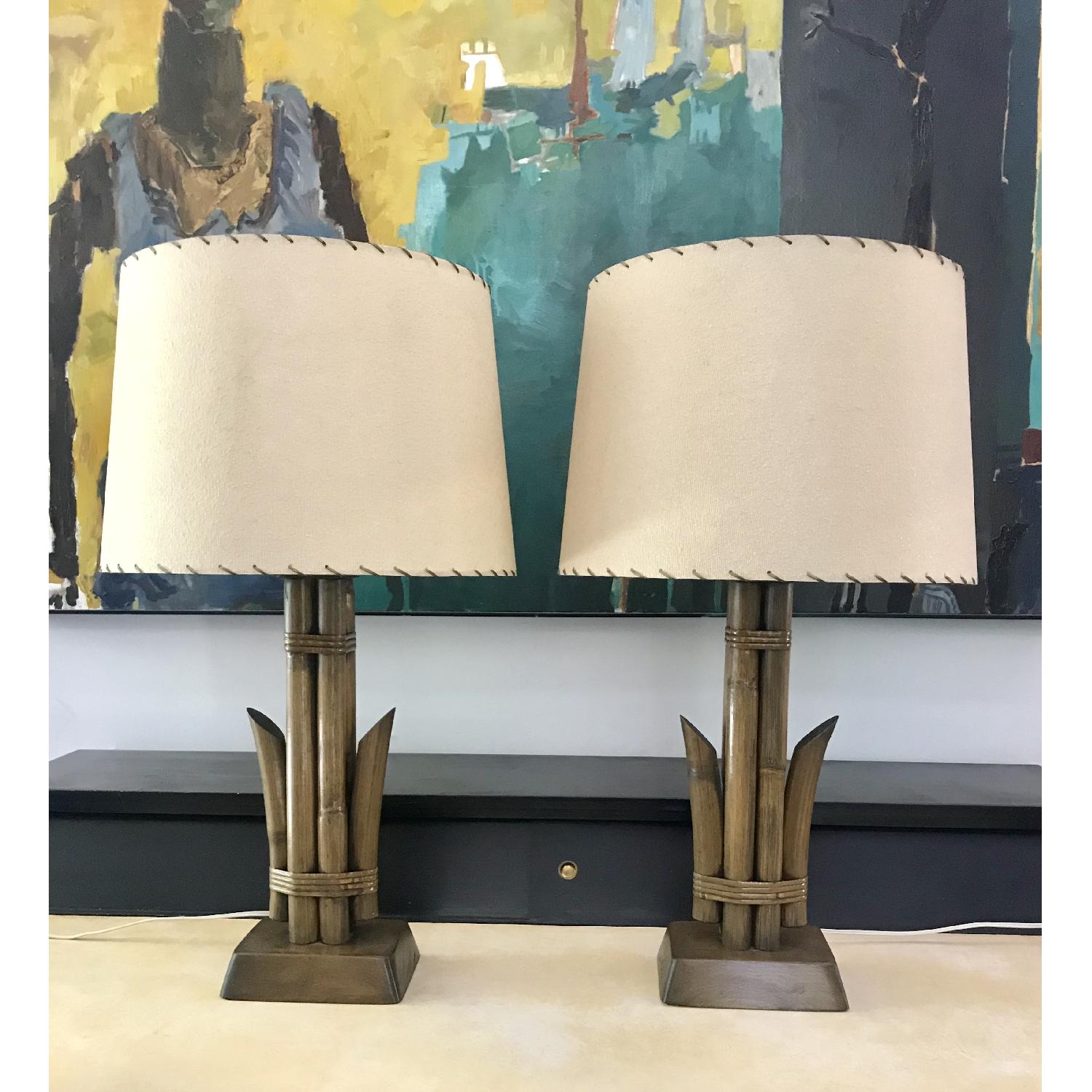 Mid Century Rattan Table Lamps - image-1