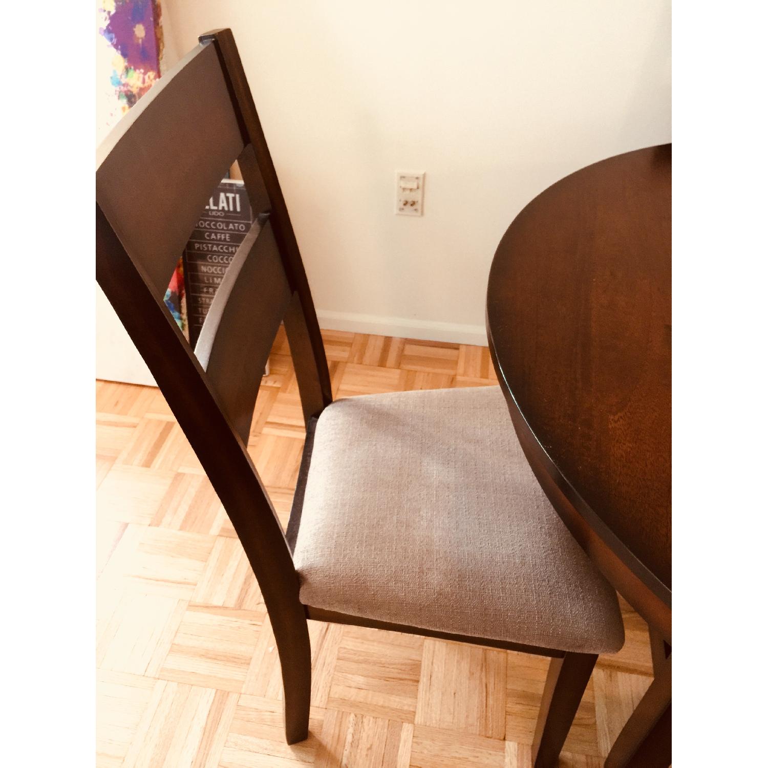 Macy's Wood Dining Table w/ 4 Upholstered Chairs AptDeco