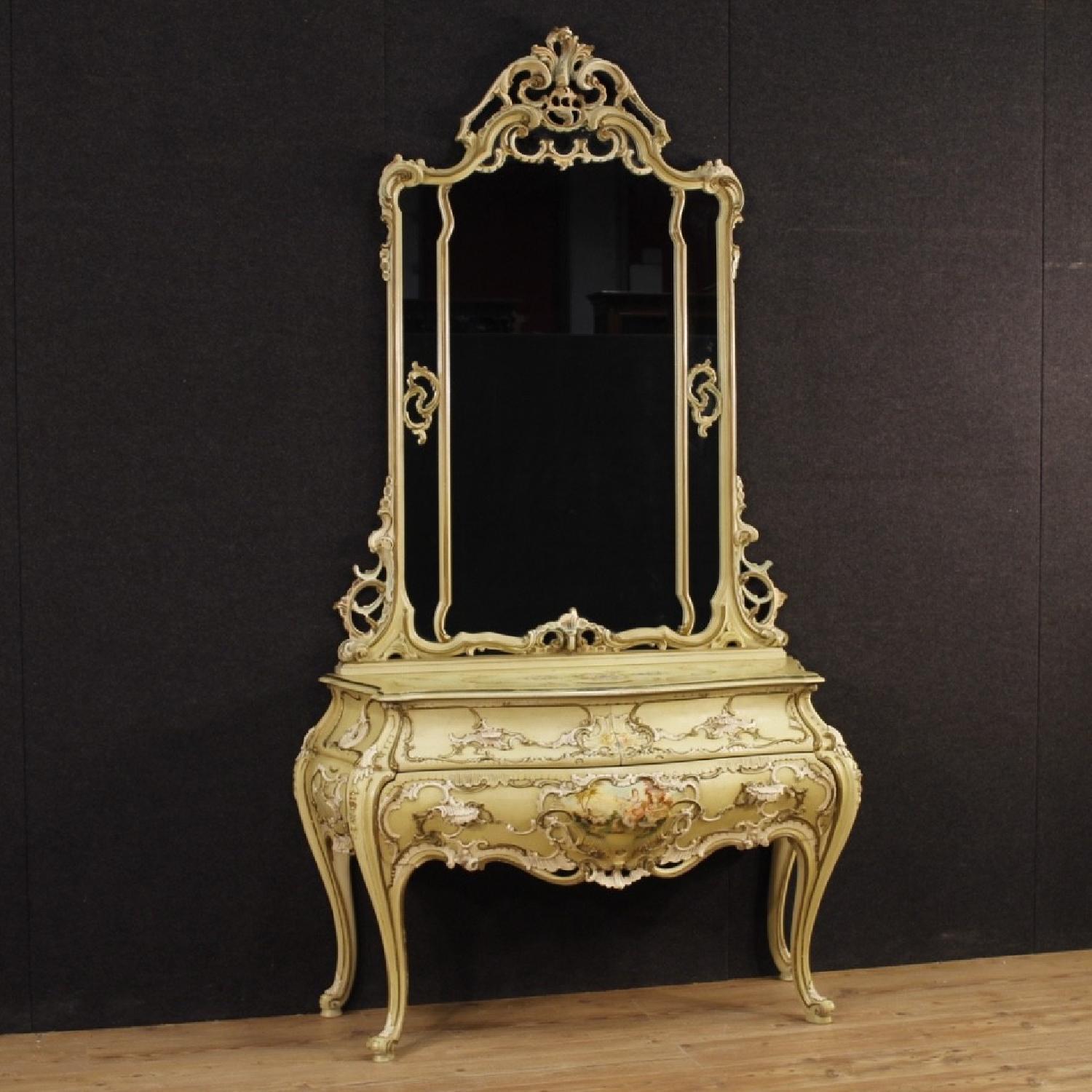 Venetian Dresser w/ Mirror in Lacquered & Painted Wood - image-2
