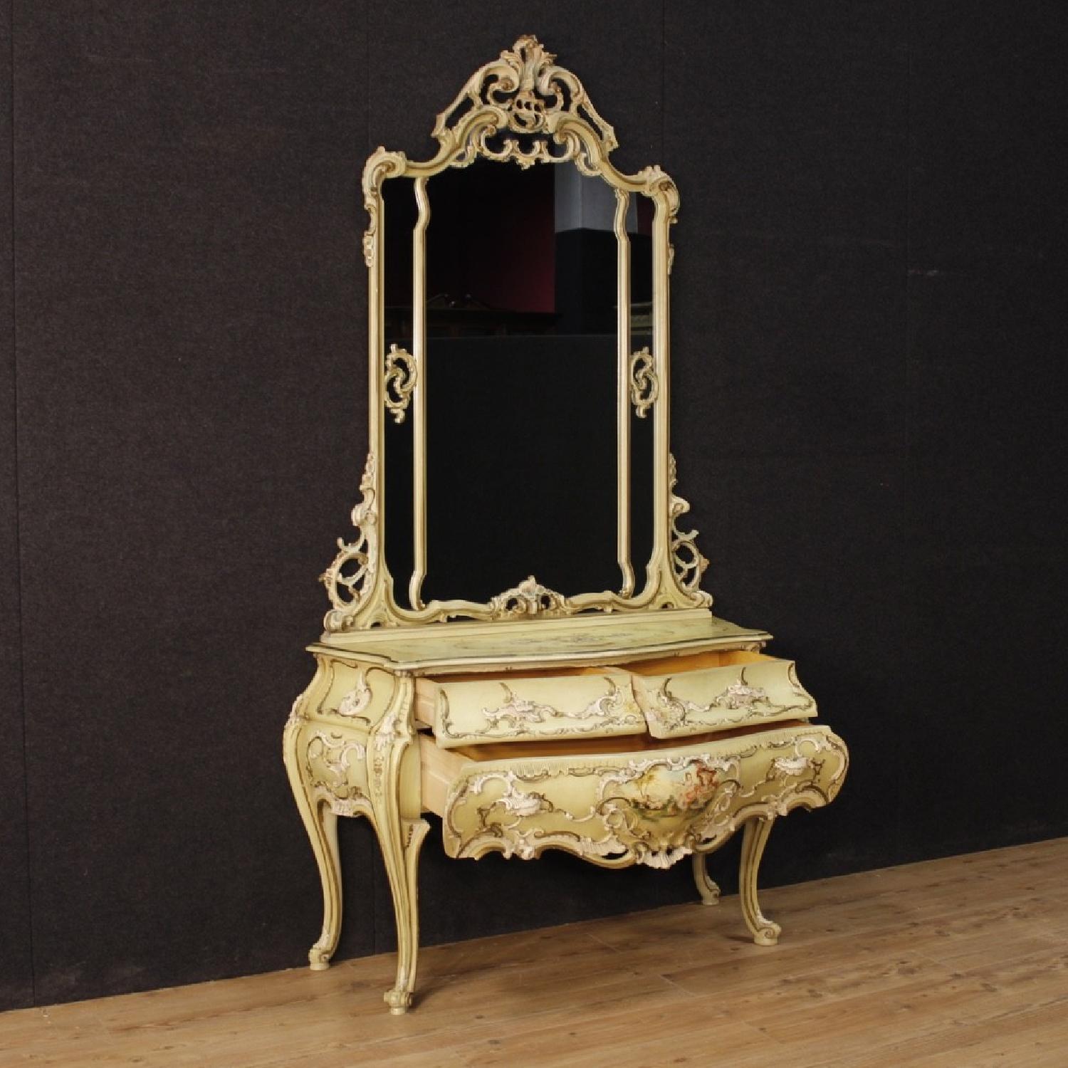 Venetian Dresser w/ Mirror in Lacquered & Painted Wood - image-6