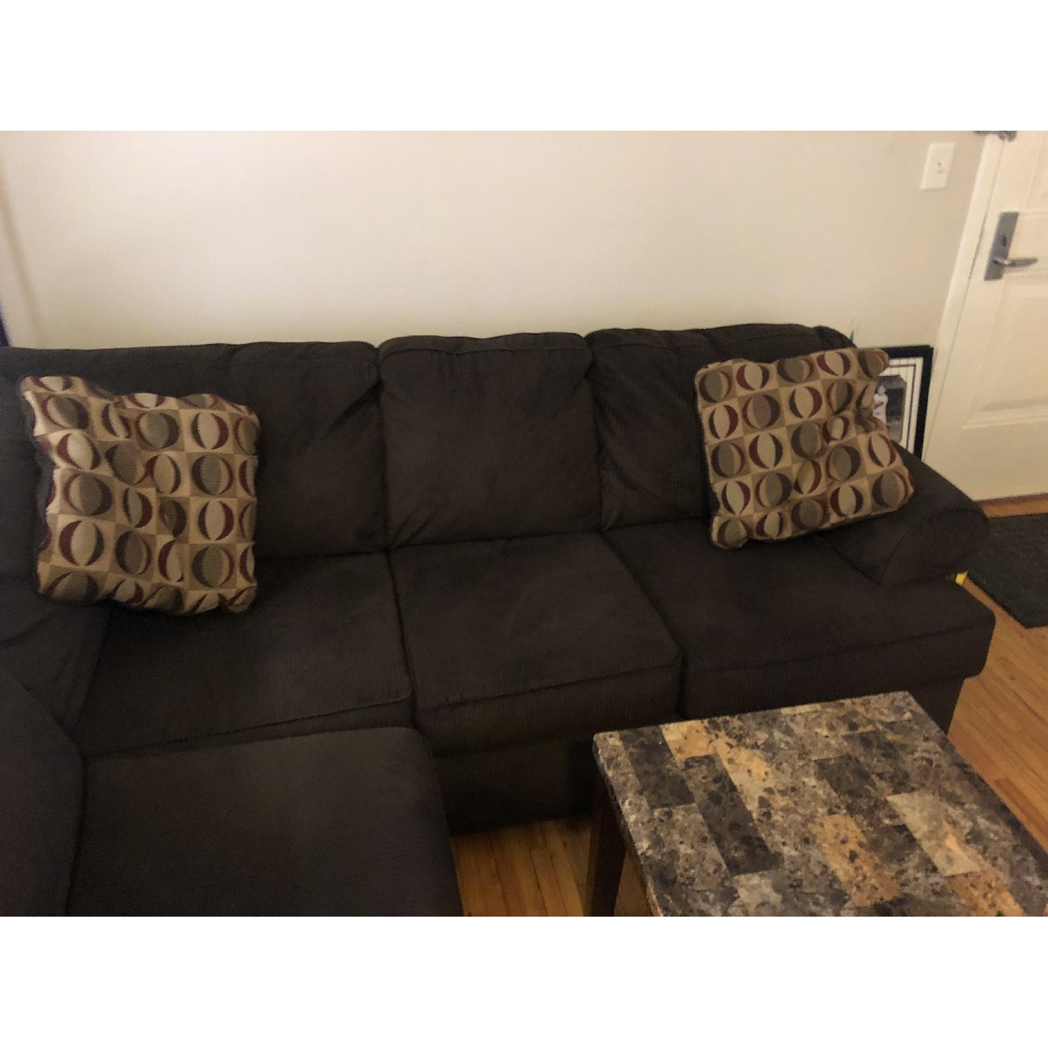 Dark Brown Corduroy Right Facing Sectional Sofa - image-5