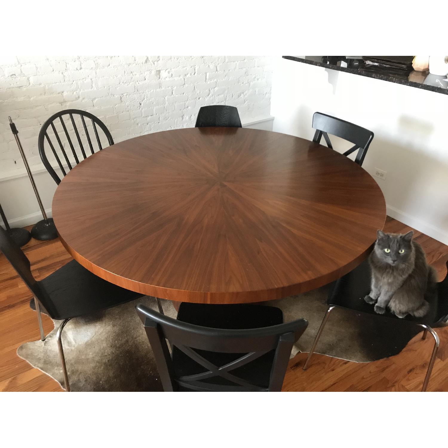 Crate & Barrel Orion 60" Round Walnut Dining Table - image-1