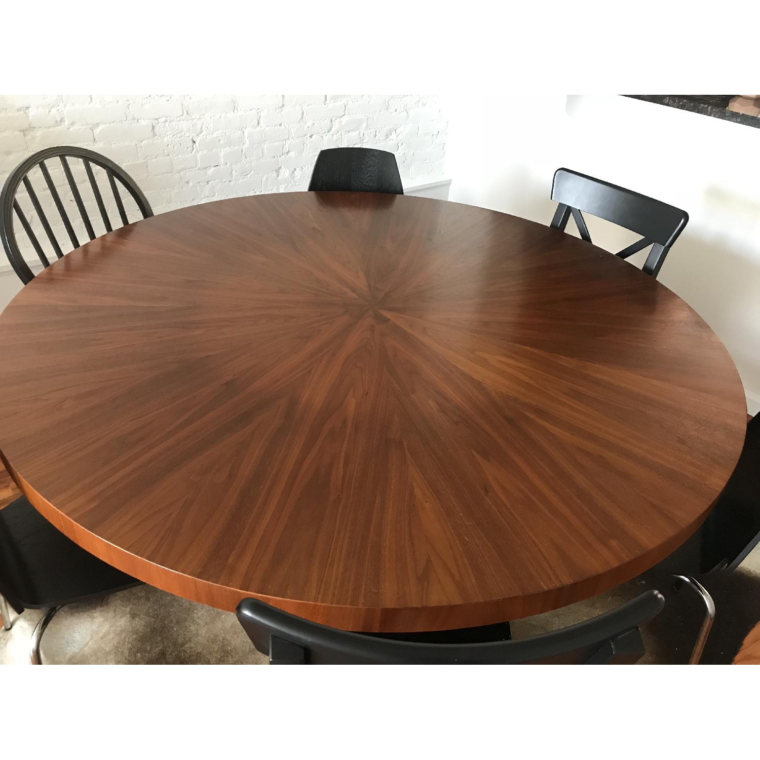 Crate & Barrel Orion 60" Round Walnut Dining Table - image-3