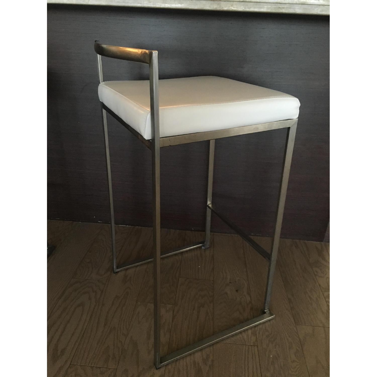 Brayden Studio Stainless Steel Bar Stools w/ White Cushion AptDeco
