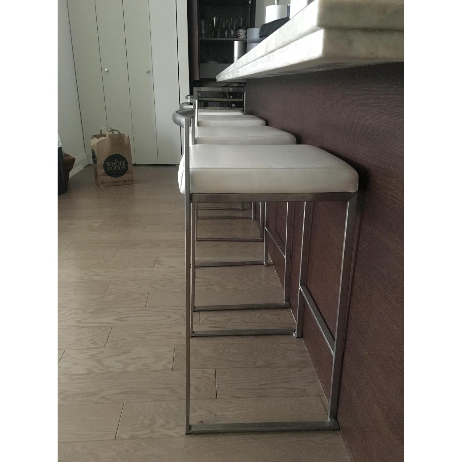 Brayden Studio Stainless Steel Bar Stools w/ White Cushion - image-3