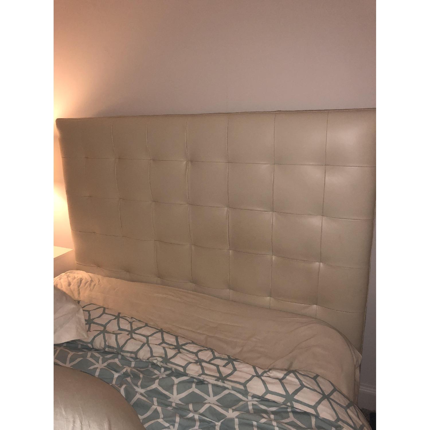West Elm Queen Bed Frame w/ Tall Leather Headboard - image-3