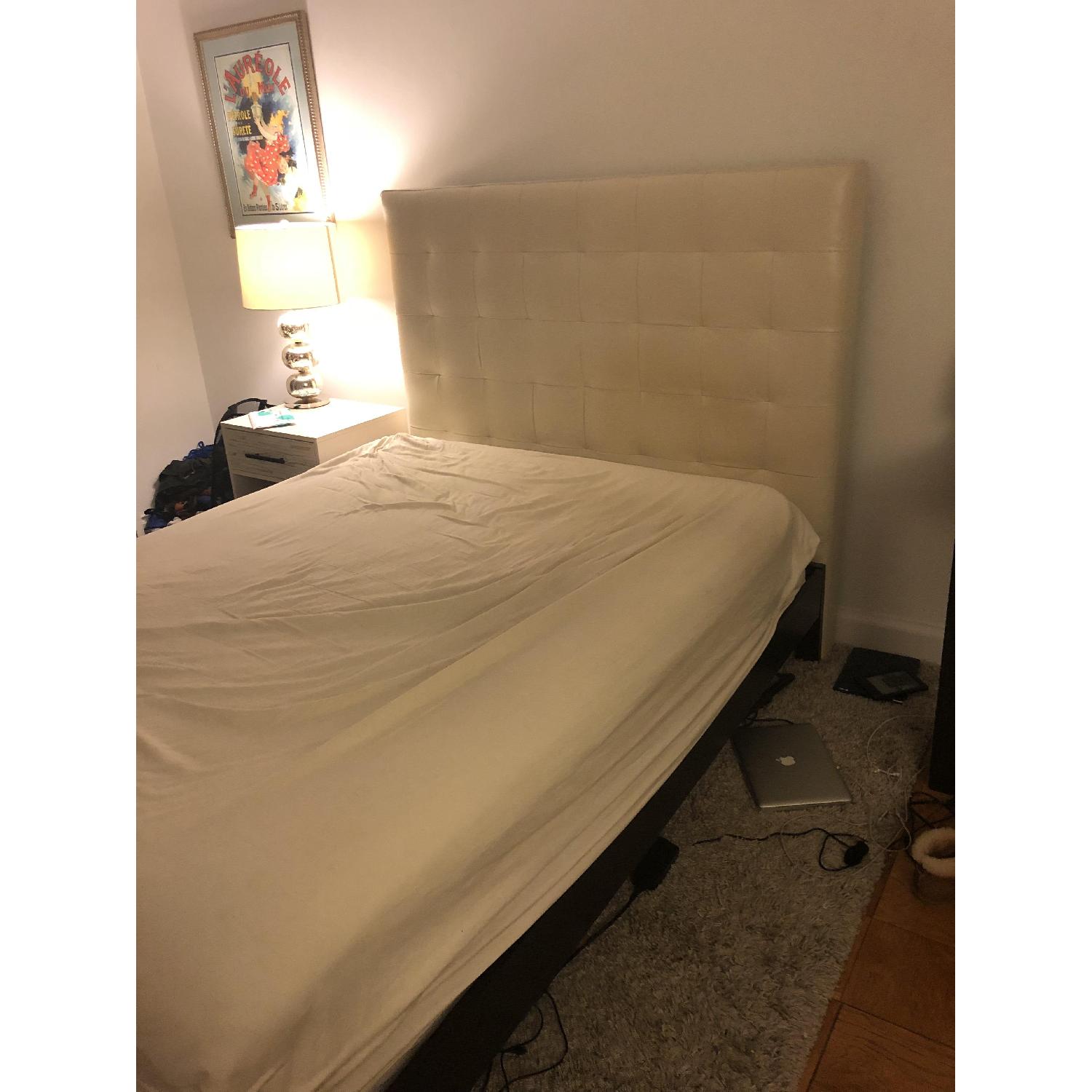 West Elm Queen Bed Frame w/ Tall Leather Headboard - image-4