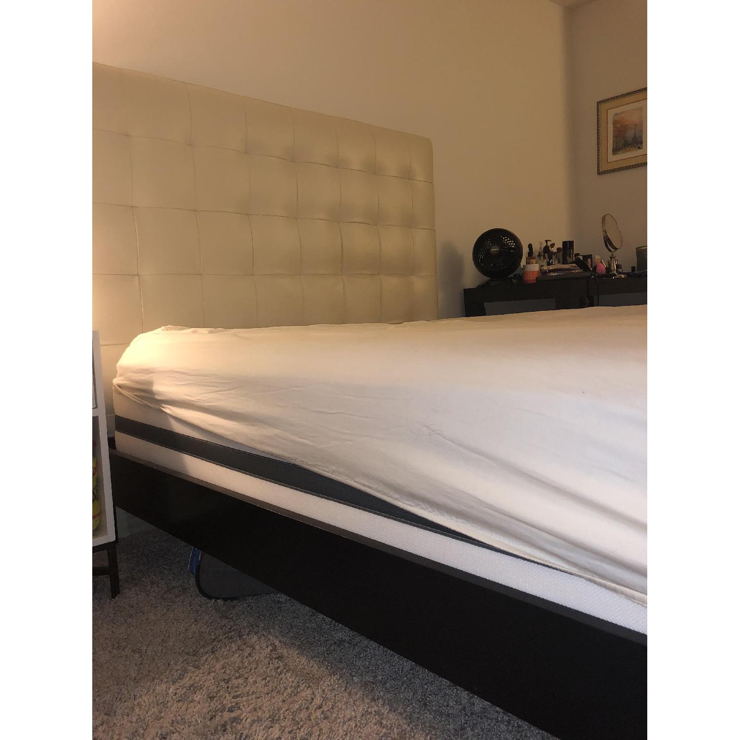 West Elm Queen Bed Frame w/ Tall Leather Headboard - image-6