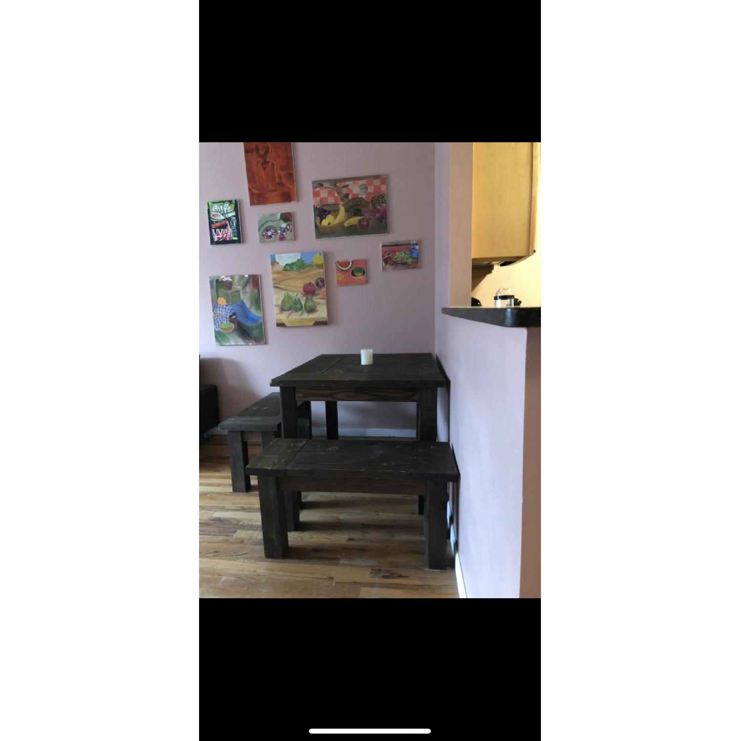 Farmhouse Furniture Dining Table w/ 2 Benches - image-2