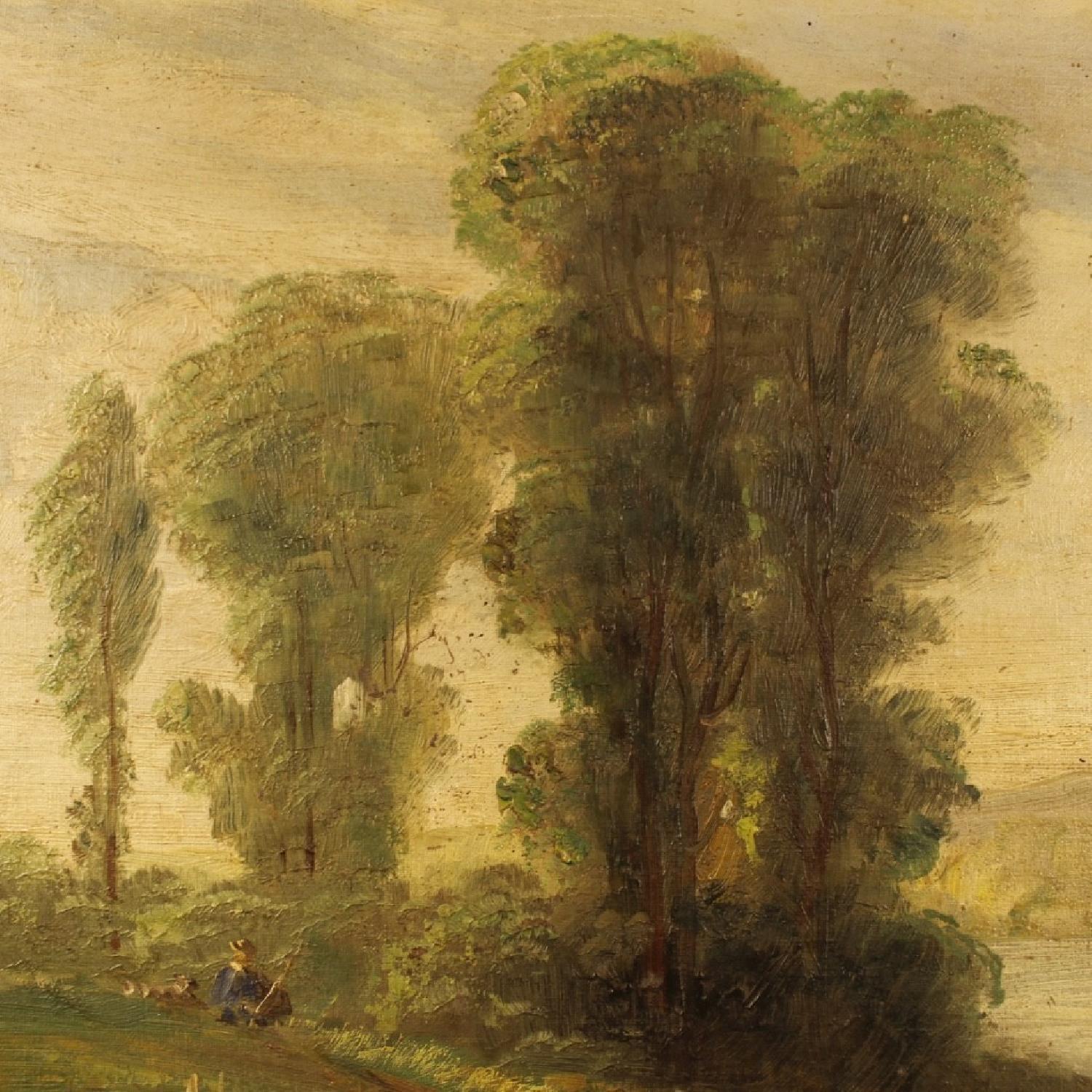 French Signed Bucolic Landscape Painting Oil On Canvas - image-11