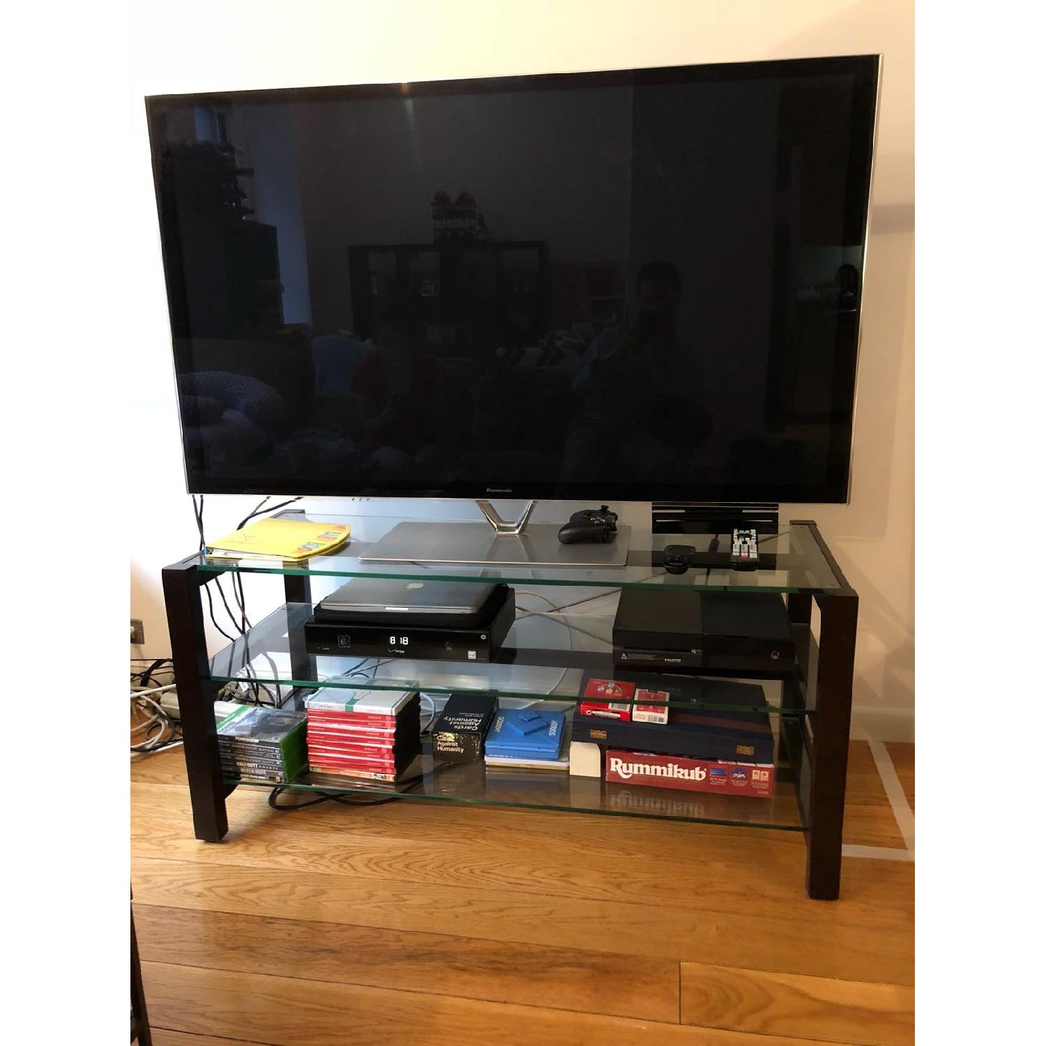 Crate & Barrel Glass & Wood TV Stand/Media Console - image-1