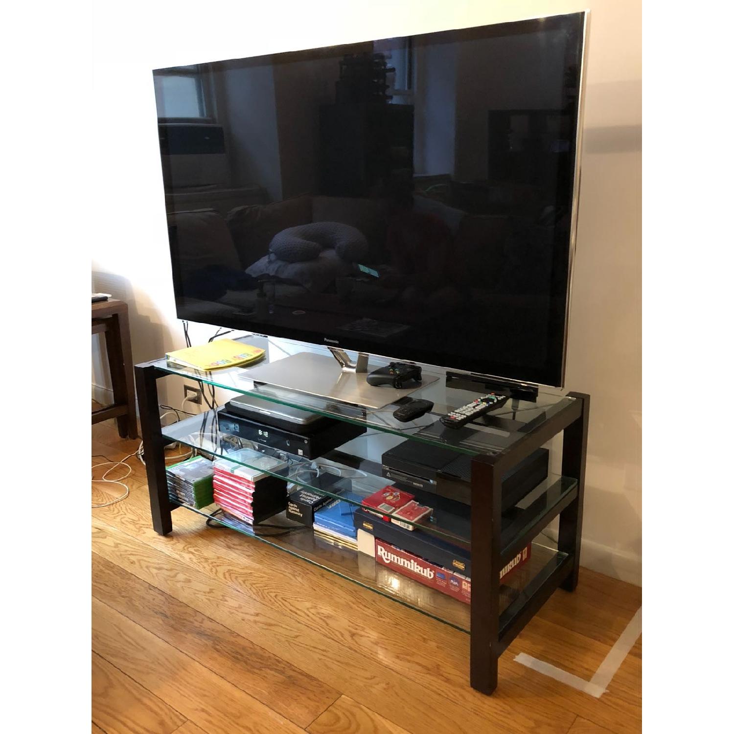 Crate & Barrel Glass & Wood TV Stand/Media Console - image-2